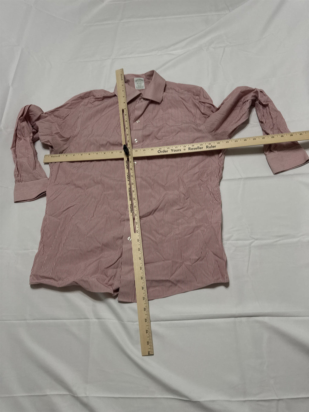 Brooks Brothers Mens 17-34 Casual Dress Shirt Red/White Stripe Milano Slim-Fit*
