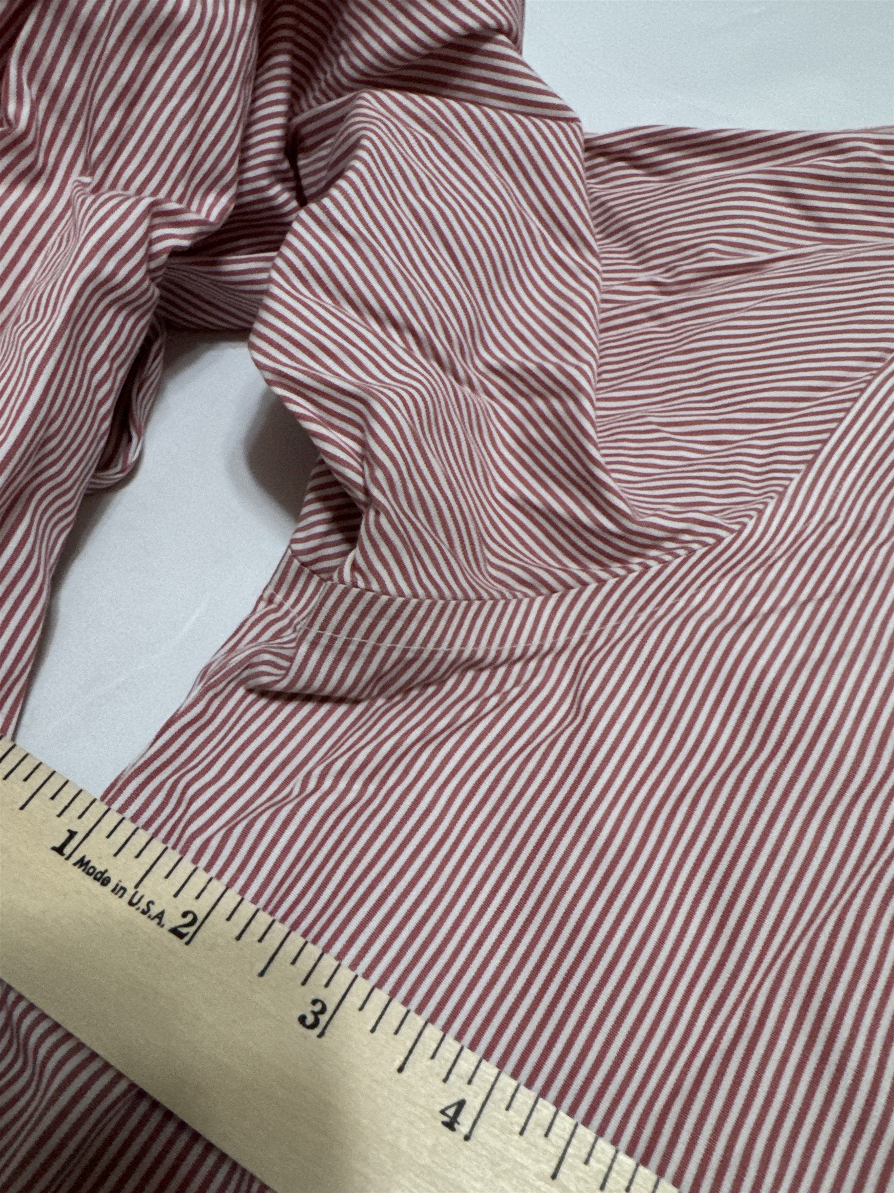 Brooks Brothers Mens 17-34 Casual Dress Shirt Red/White Stripe Milano Slim-Fit*