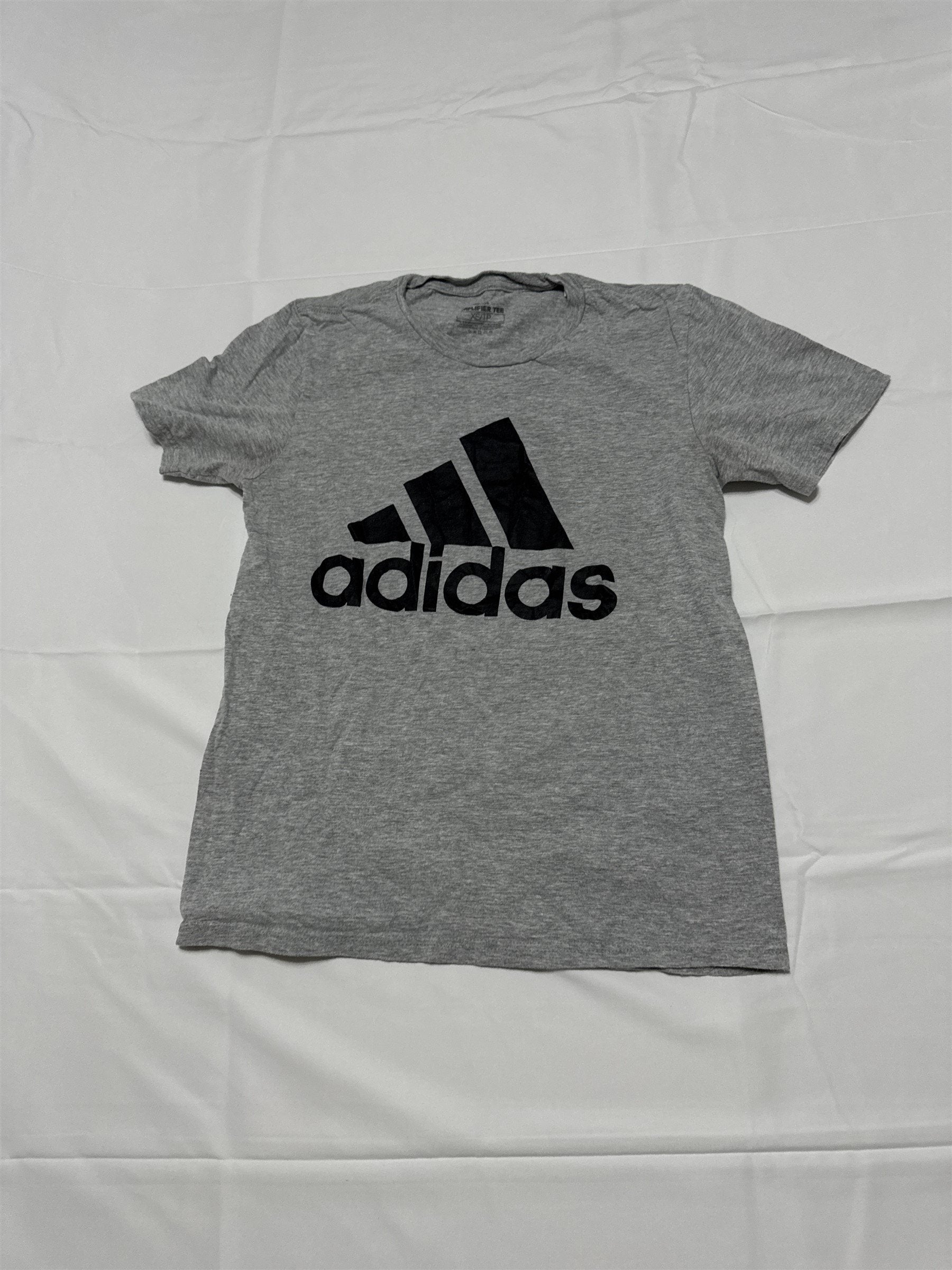 Adidas Mens T-Shirt Amplifier Short Sleeve Gray with Black Big Logo X-S XS NWT