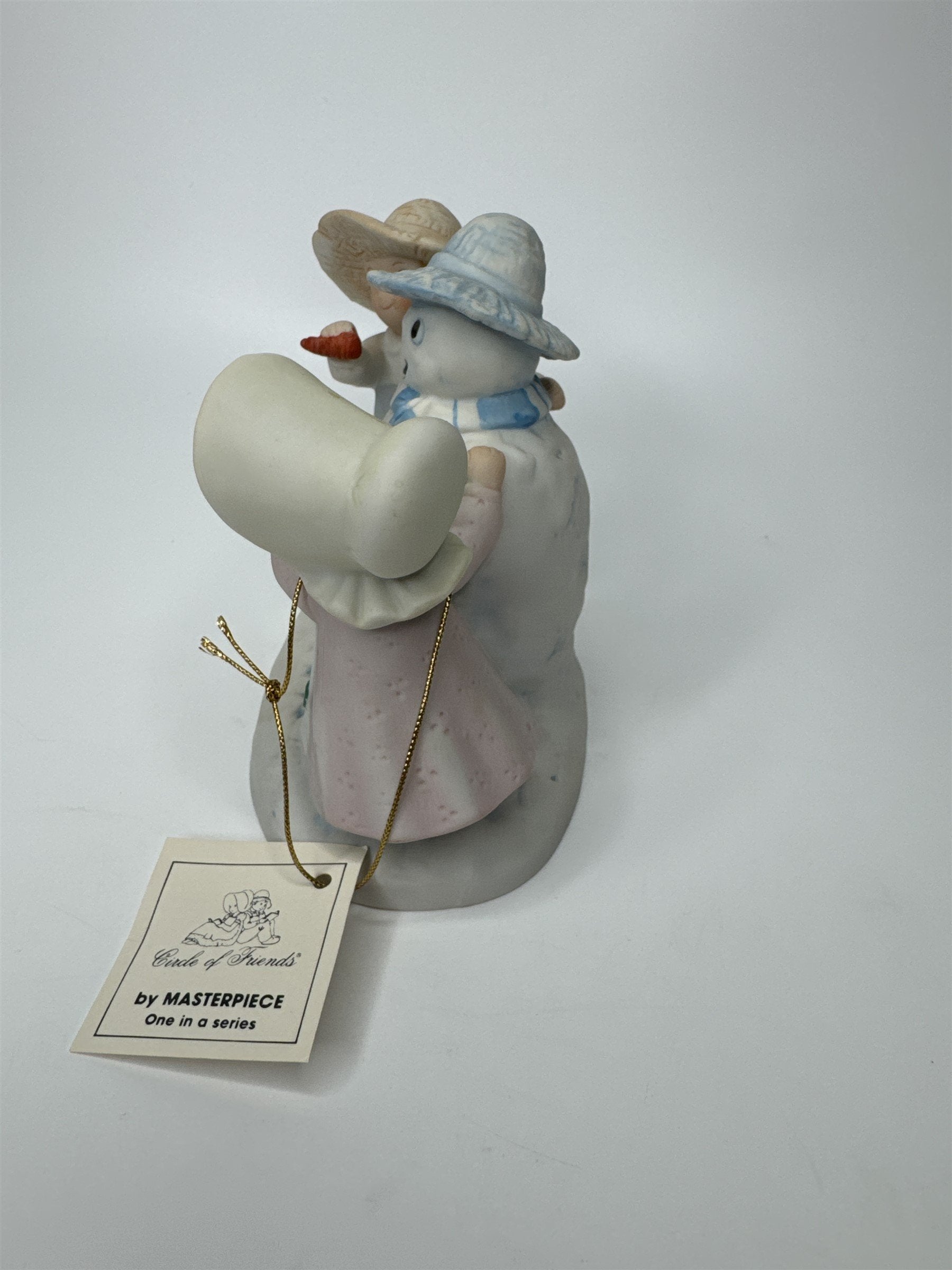 Vintage 1991 HOMCO Circle of Friends Masterpiece Snow Play Psalms 51:7 Snowman