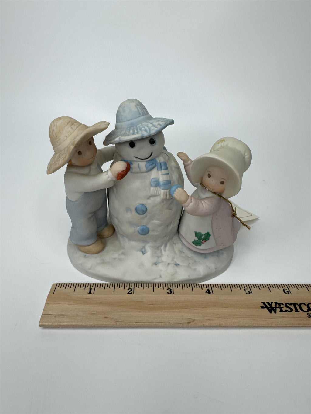 Vintage 1991 HOMCO Circle of Friends Masterpiece Snow Play Psalms 51:7 Snowman
