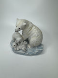 Vintage 1993 HOMCO Masterpiece Endangered Species Polar Bear and Cubs on Iceberg