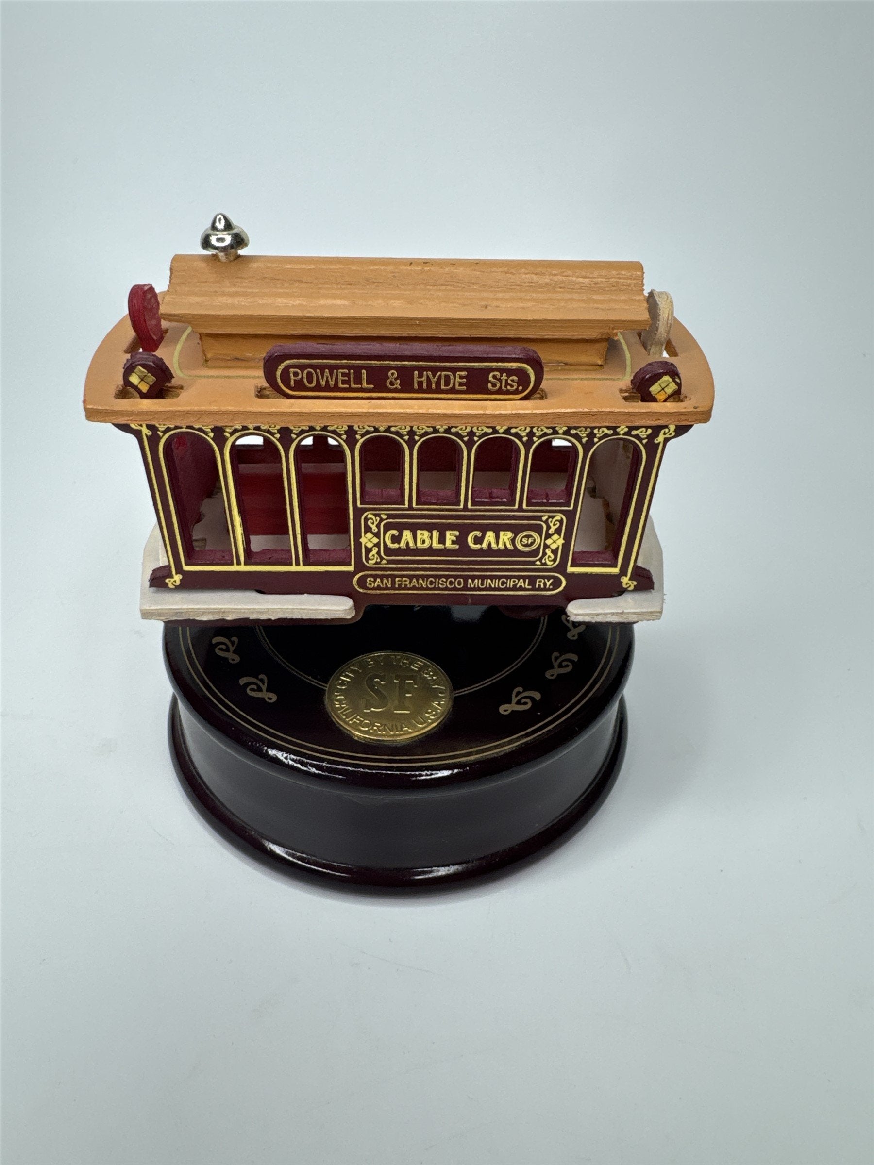 Vintage San Francisco California Cable Car Music Box Wooden Souvenir Powell Hyde