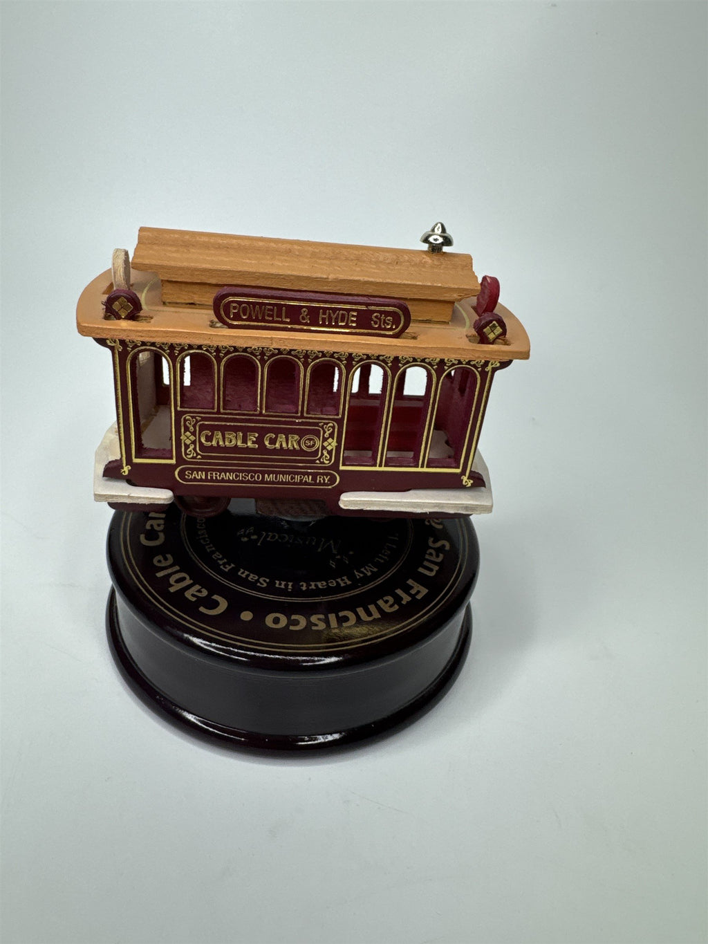 Vintage San Francisco California Cable Car Music Box Wooden Souvenir Powell Hyde