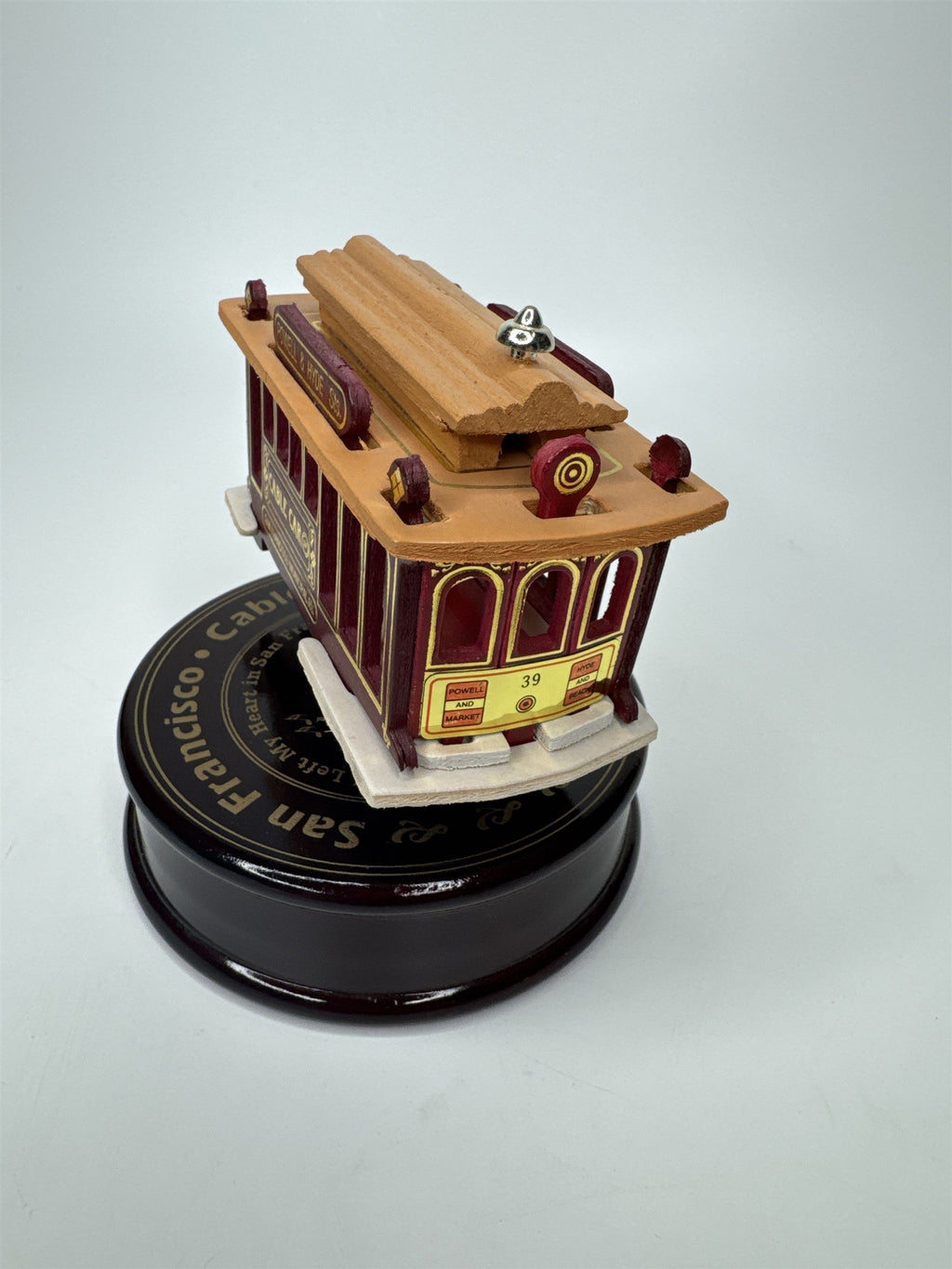 Vintage San Francisco California Cable Car Music Box Wooden Souvenir Powell Hyde