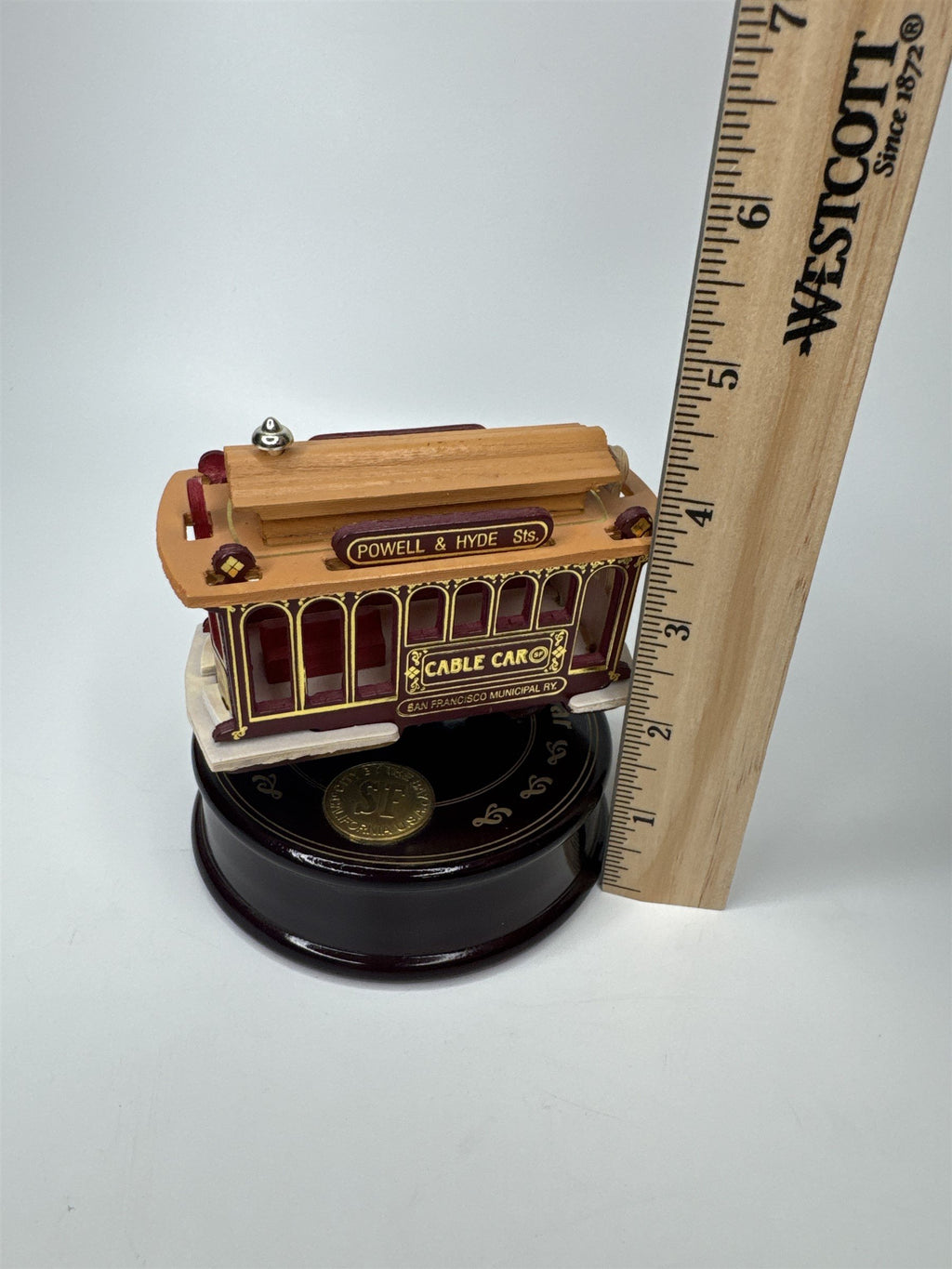 Vintage San Francisco California Cable Car Music Box Wooden Souvenir Powell Hyde