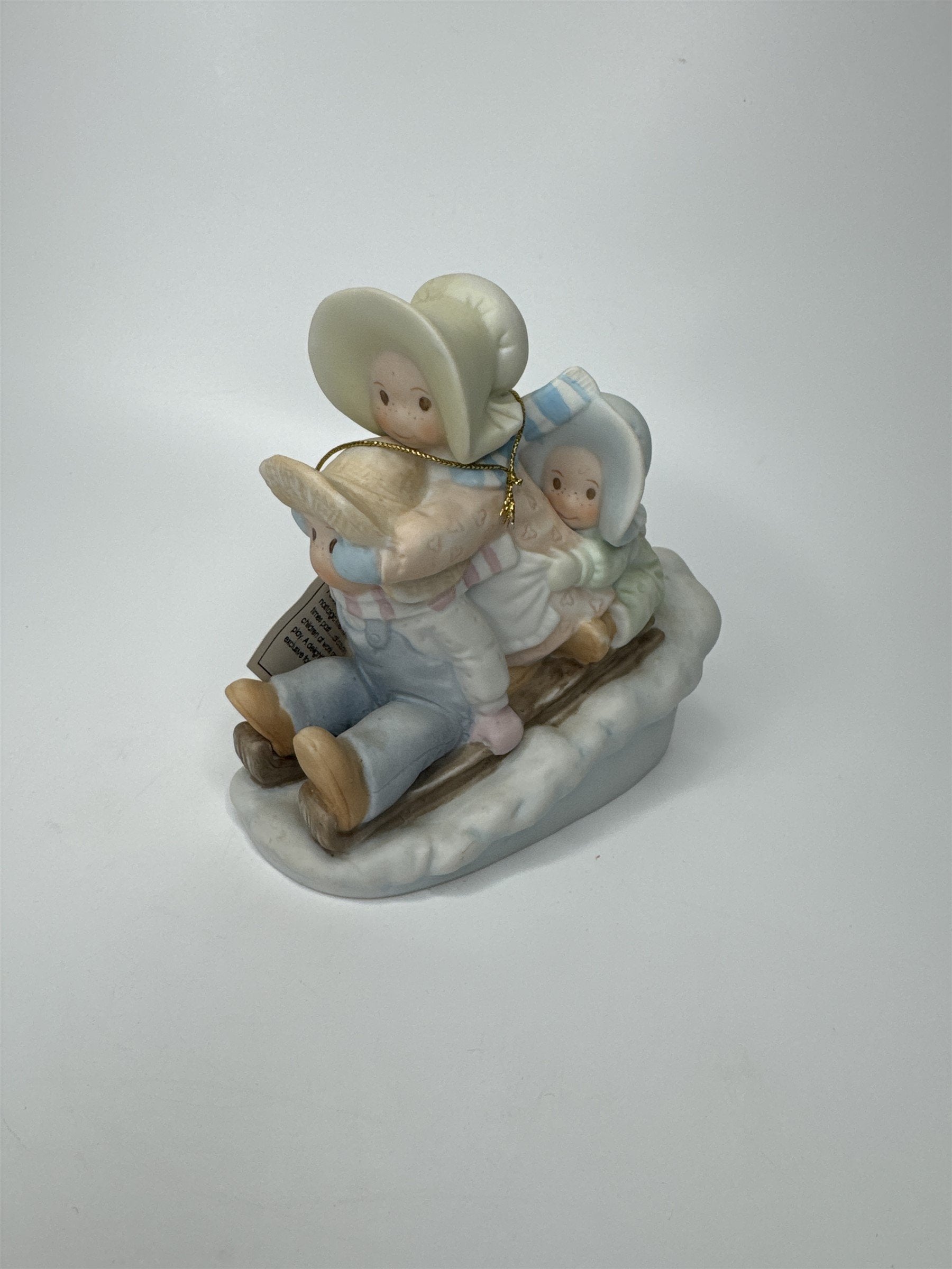 Vintage 1993 HOMCO Circle of Friends Masterpiece Sledding We Will Go Mark 11:22