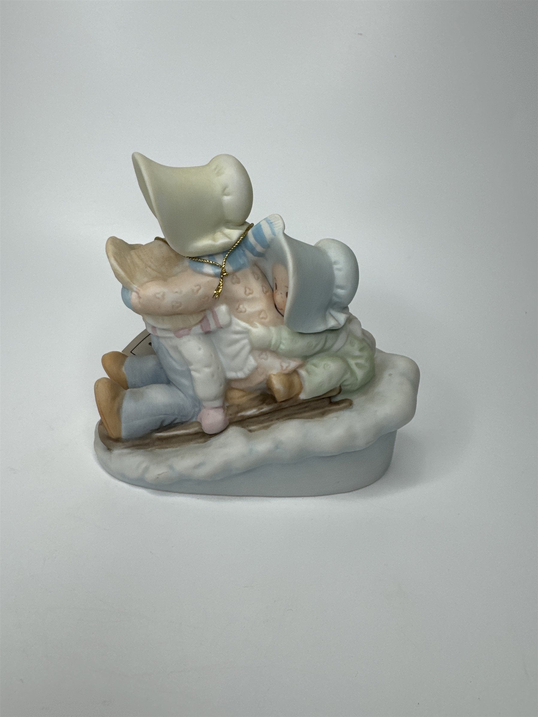 Vintage 1993 HOMCO Circle of Friends Masterpiece Sledding We Will Go Mark 11:22