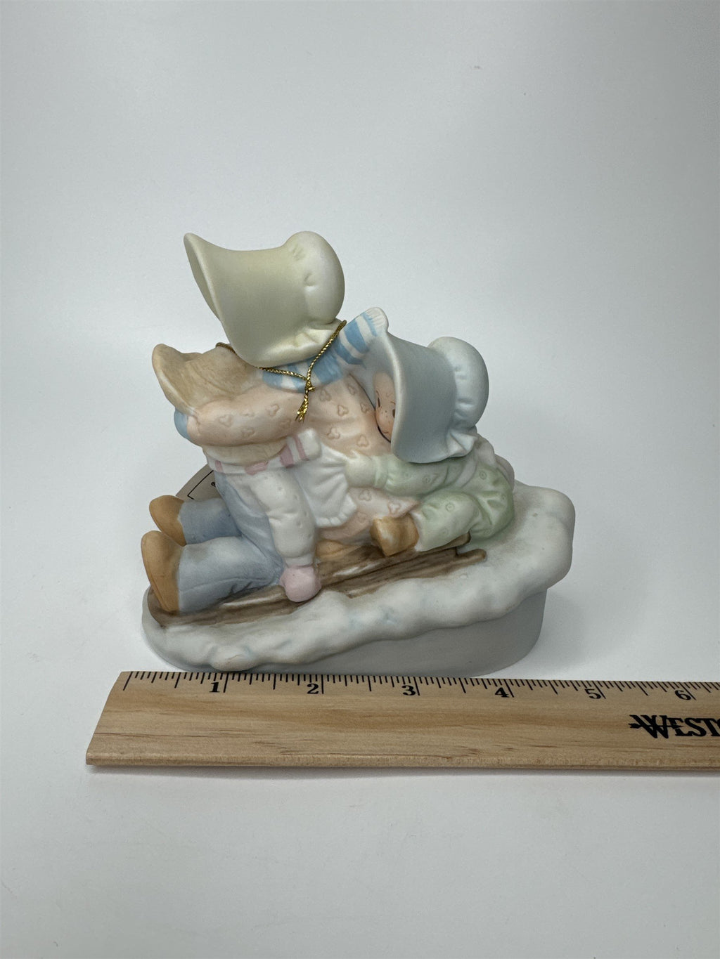 Vintage 1993 HOMCO Circle of Friends Masterpiece Sledding We Will Go Mark 11:22