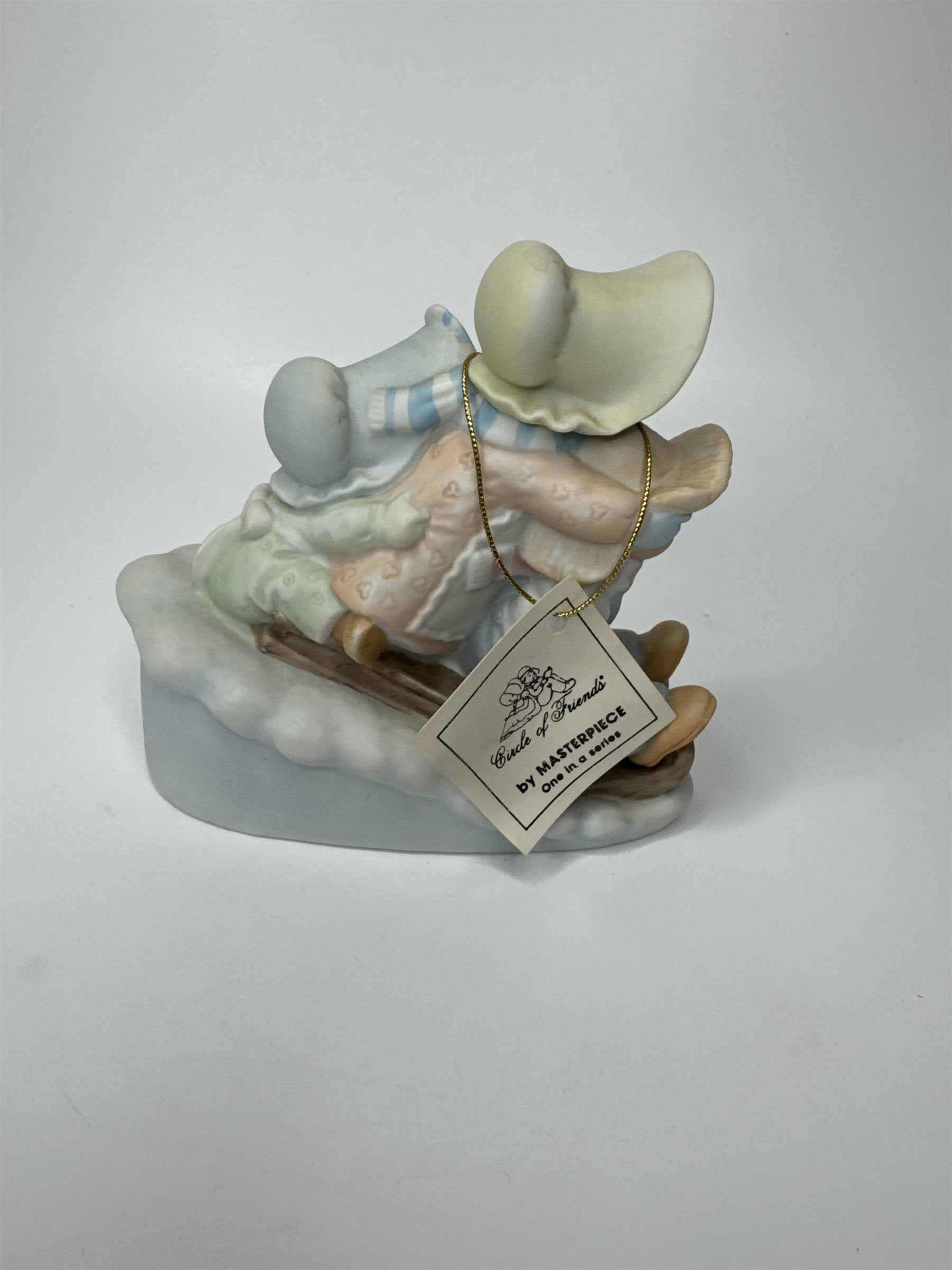 Vintage 1993 HOMCO Circle of Friends Masterpiece Sledding We Will Go Mark 11:22