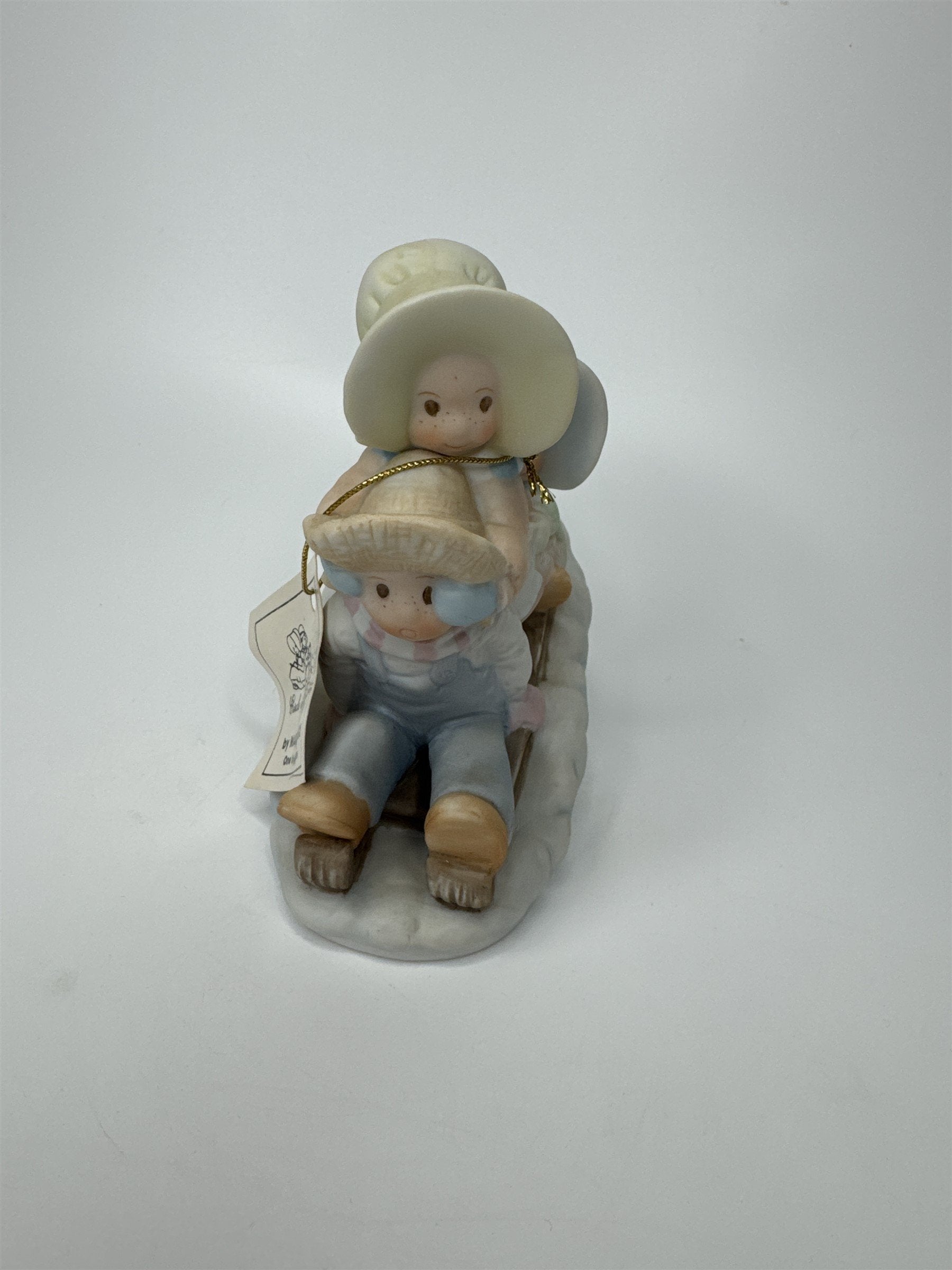 Vintage 1993 HOMCO Circle of Friends Masterpiece Sledding We Will Go Mark 11:22