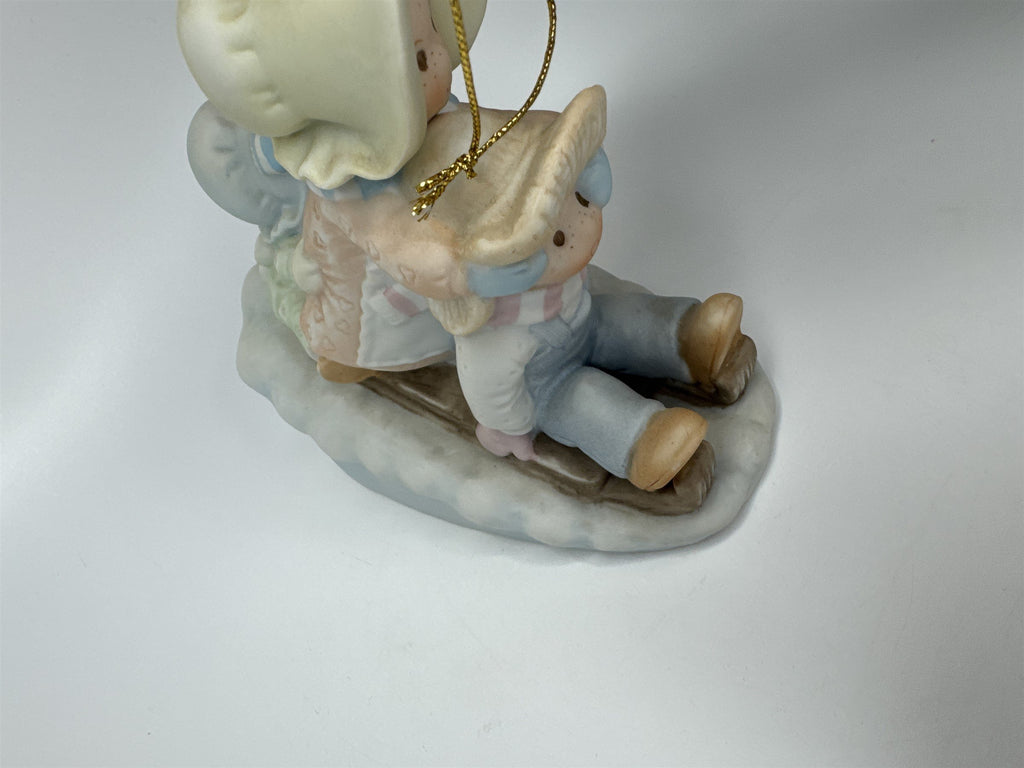 Vintage 1993 HOMCO Circle of Friends Masterpiece Sledding We Will Go Mark 11:22