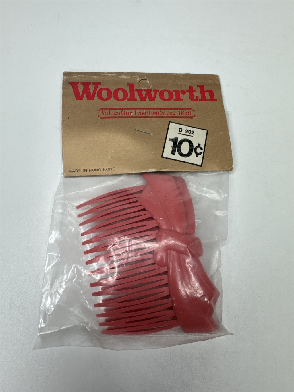 Vintage Woolworth Hong Kong Pink Bow Plastic Hair Comb Accessory 2pk