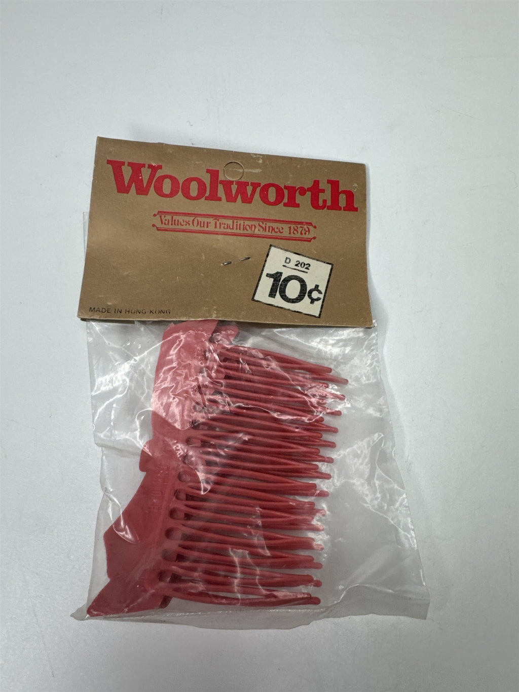 Vintage Woolworth Hong Kong Pink Bow Plastic Hair Comb Accessory 2pk