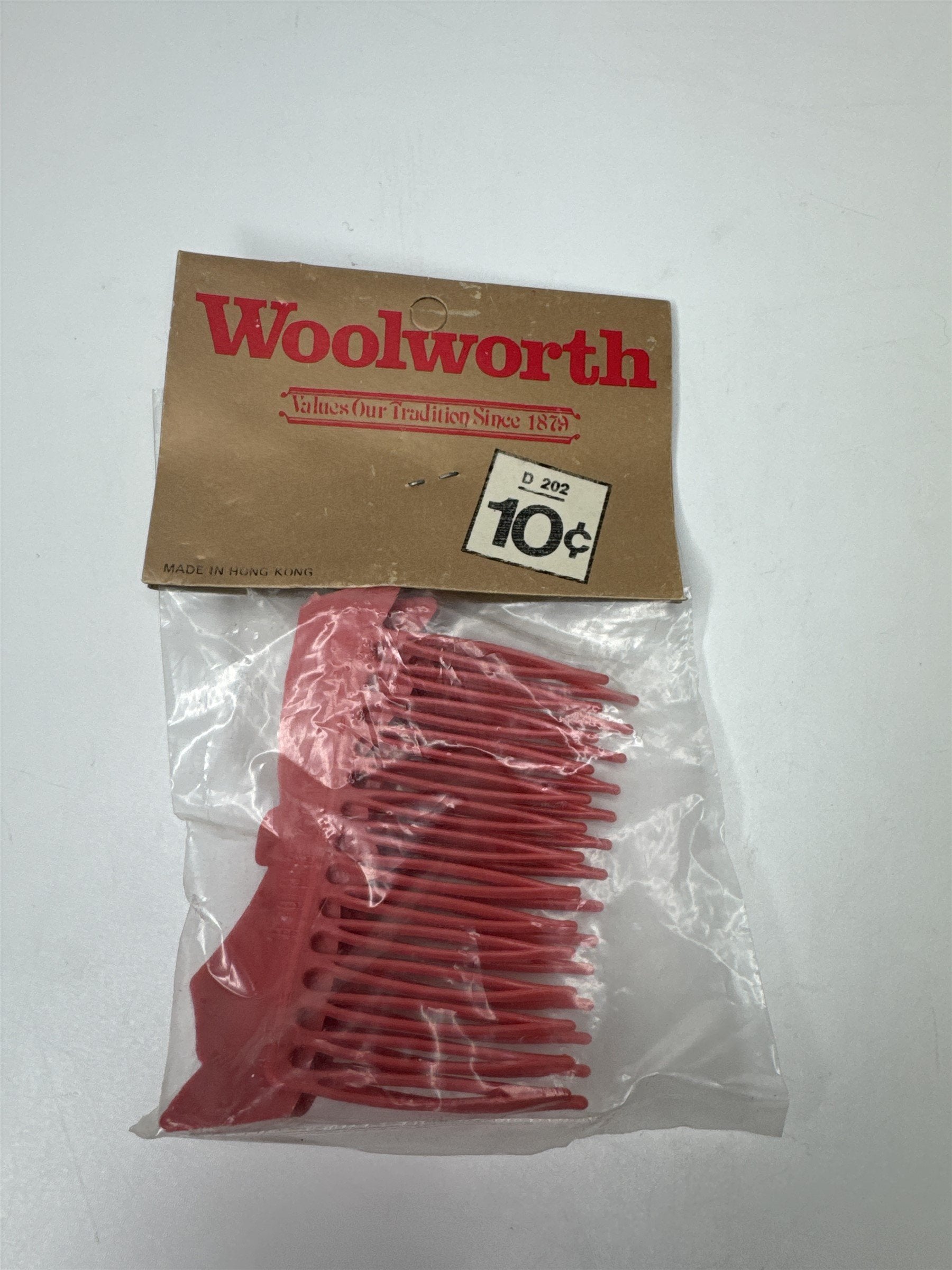 Vintage Woolworth Hong Kong Pink Bow Plastic Hair Comb Accessory 2pk