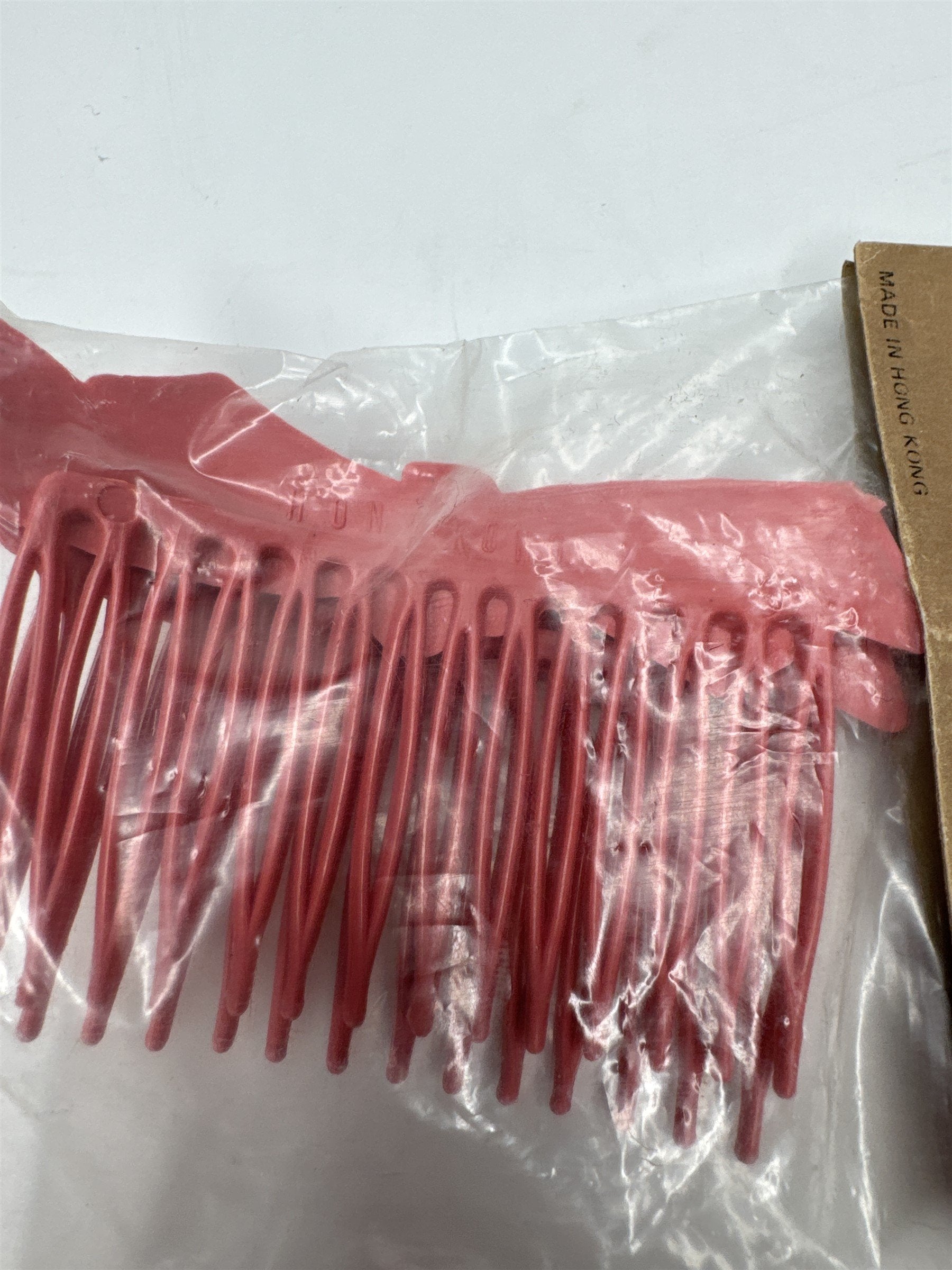 Vintage Woolworth Hong Kong Pink Bow Plastic Hair Comb Accessory 2pk