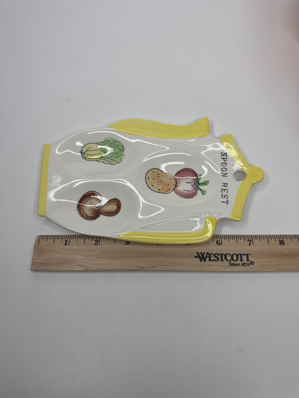 Vintage Ceramic Japan Teapot Shaped Kitchen Spoon Rest Onion Potato Veggies