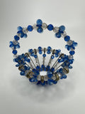 Vintage Blue Safety Pin Handmade Beaded Basket