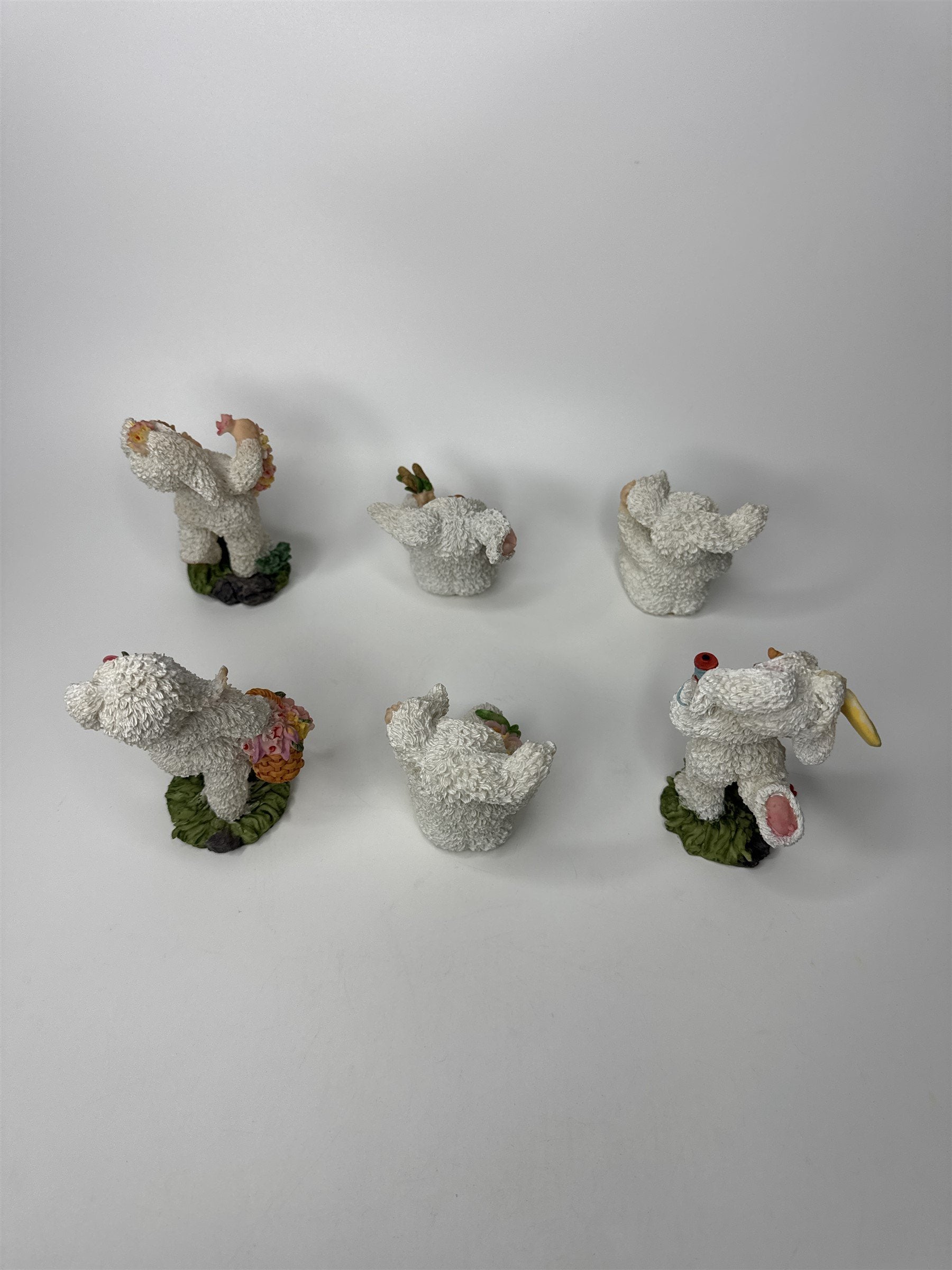 Lot of 6 K's Collection Polyresin Girls Kids in Bunny Rabbit Easter Suits Figure