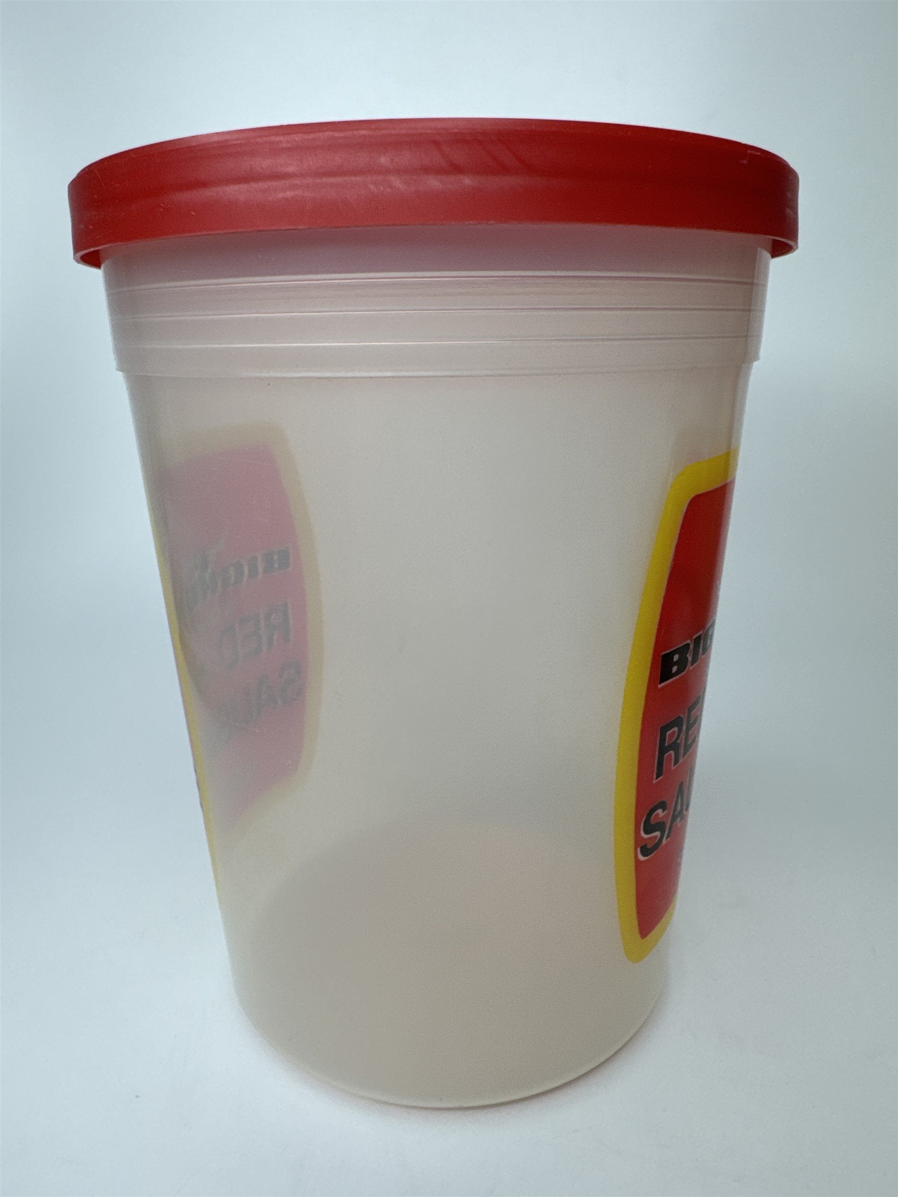 Vintage Bighorn Smoked Beef Red Hot Sausage Plastic Tub