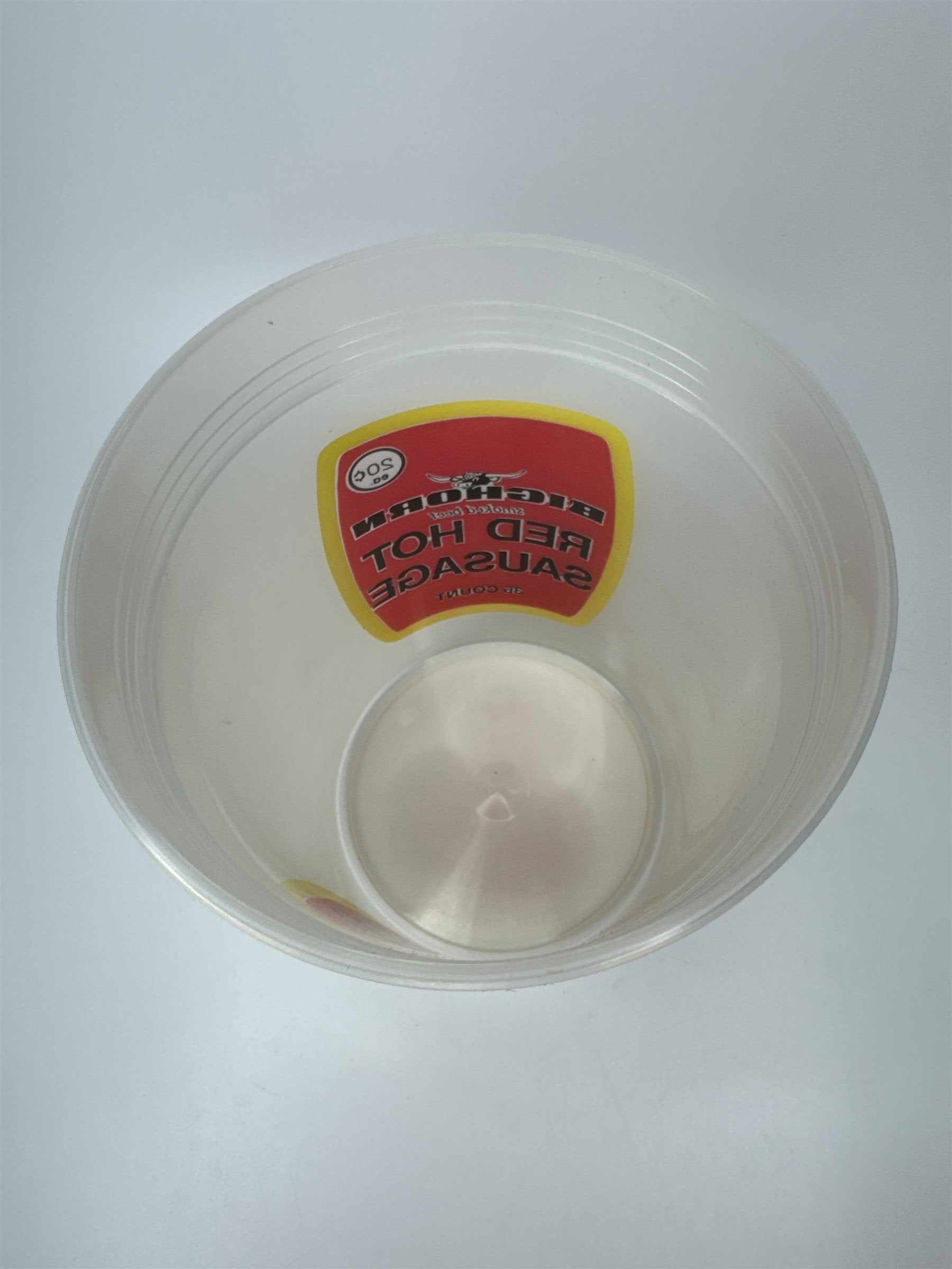 Vintage Bighorn Smoked Beef Red Hot Sausage Plastic Tub