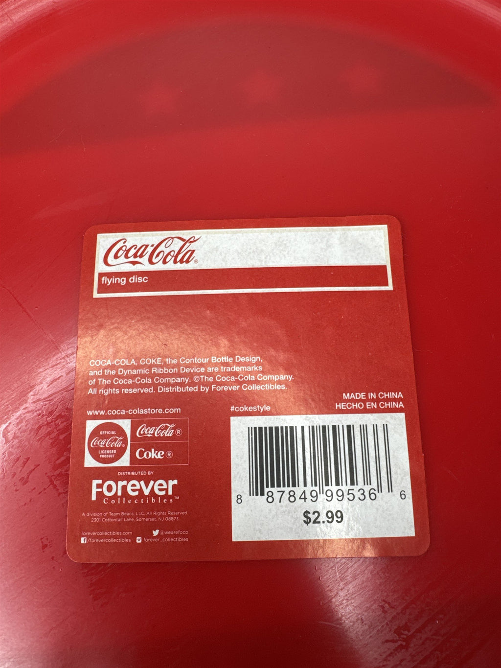 Vintage Coca-Cola Red White and Blue Frisbee