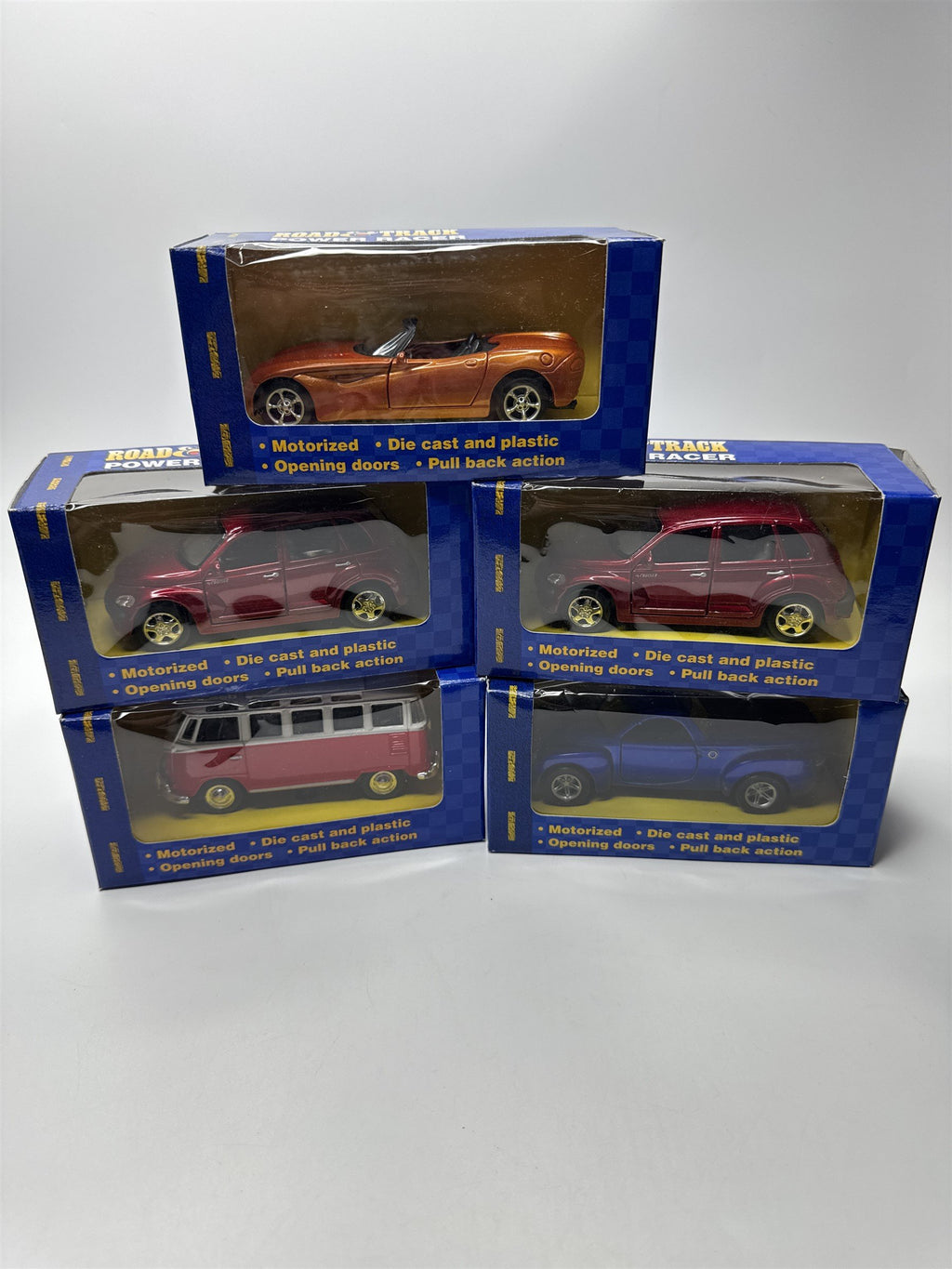 Lot of Five Vintage Road Track Power Racer Die Cast and Plastic Collectibles
