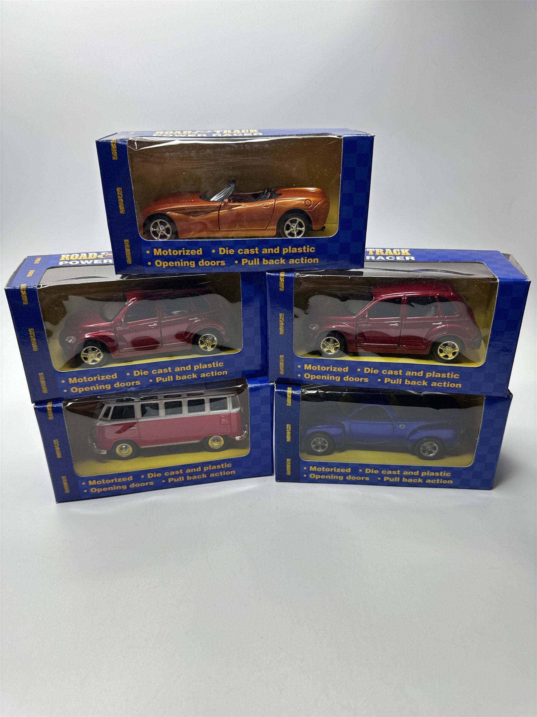Lot of Five Vintage Road Track Power Racer Die Cast and Plastic Collectibles