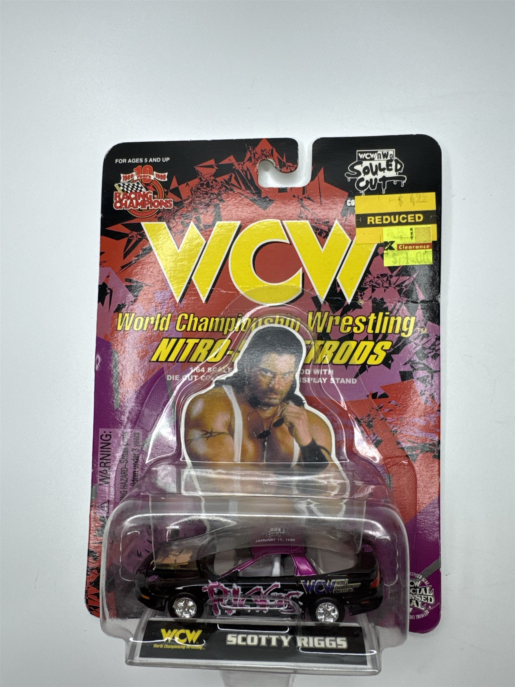Set of Two Vintage Racing Champions WCW Scotty Riggs La Parka Toy Racecar
