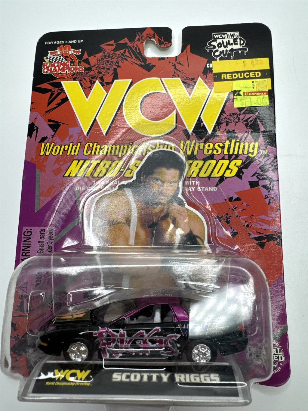 Set of Two Vintage Racing Champions WCW Scotty Riggs La Parka Toy Racecar