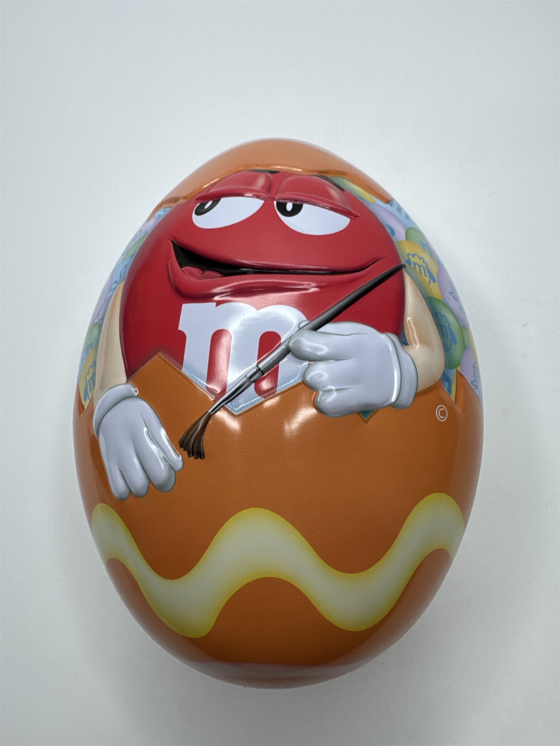 Red 2013 M&M 7" Easter Egg Shaped Candy Tin