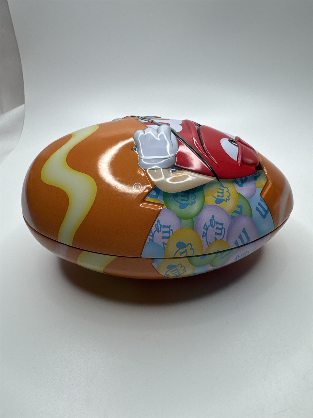 Red 2013 M&M 7" Easter Egg Shaped Candy Tin