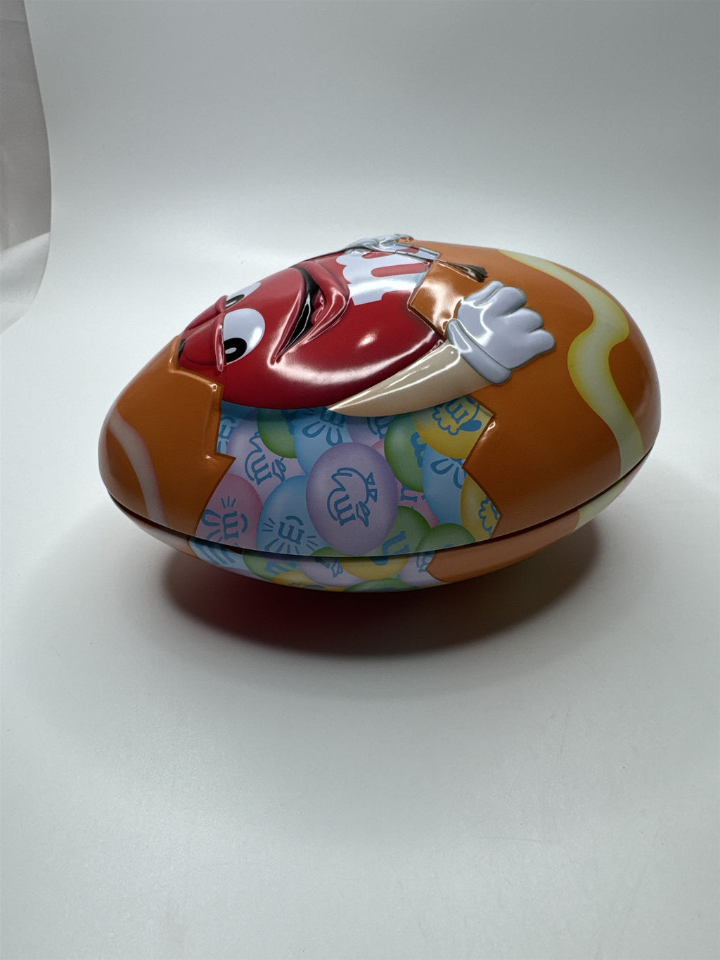 Red 2013 M&M 7" Easter Egg Shaped Candy Tin