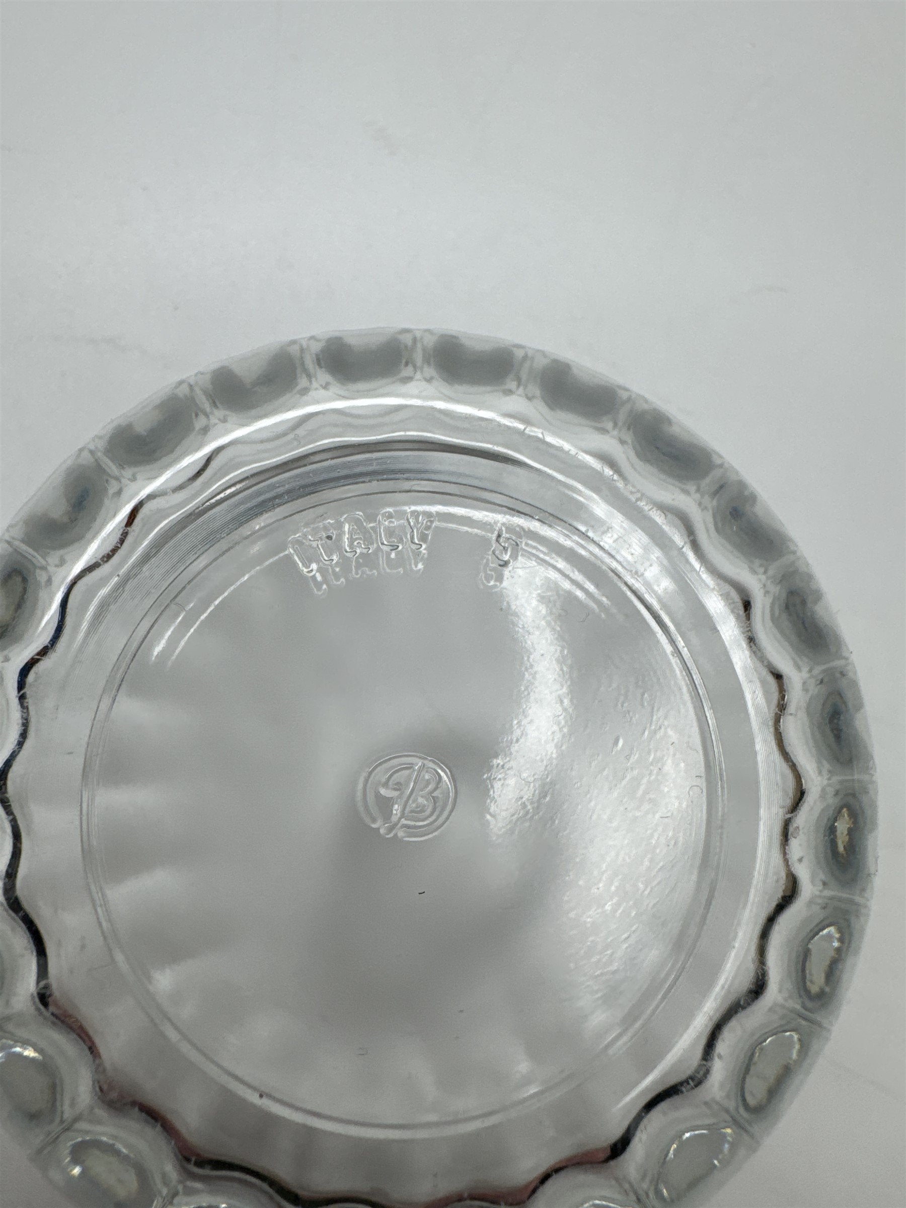 Vintage 3 Inch Clear Bormioli Glass Trinket Dish with Rose Made In Italy