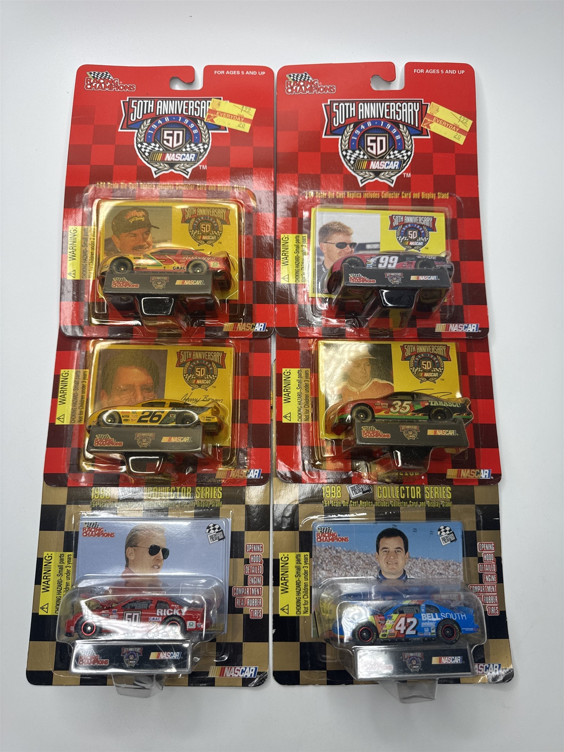 Vintage Racing Champions 50th Anniversary Nascar Die Cast Lot of 6 Toy Cars