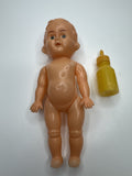 Vintage Agrespoly 7.5" Plastic Doll Toy With Feeding Bottle Made In Hong Kong