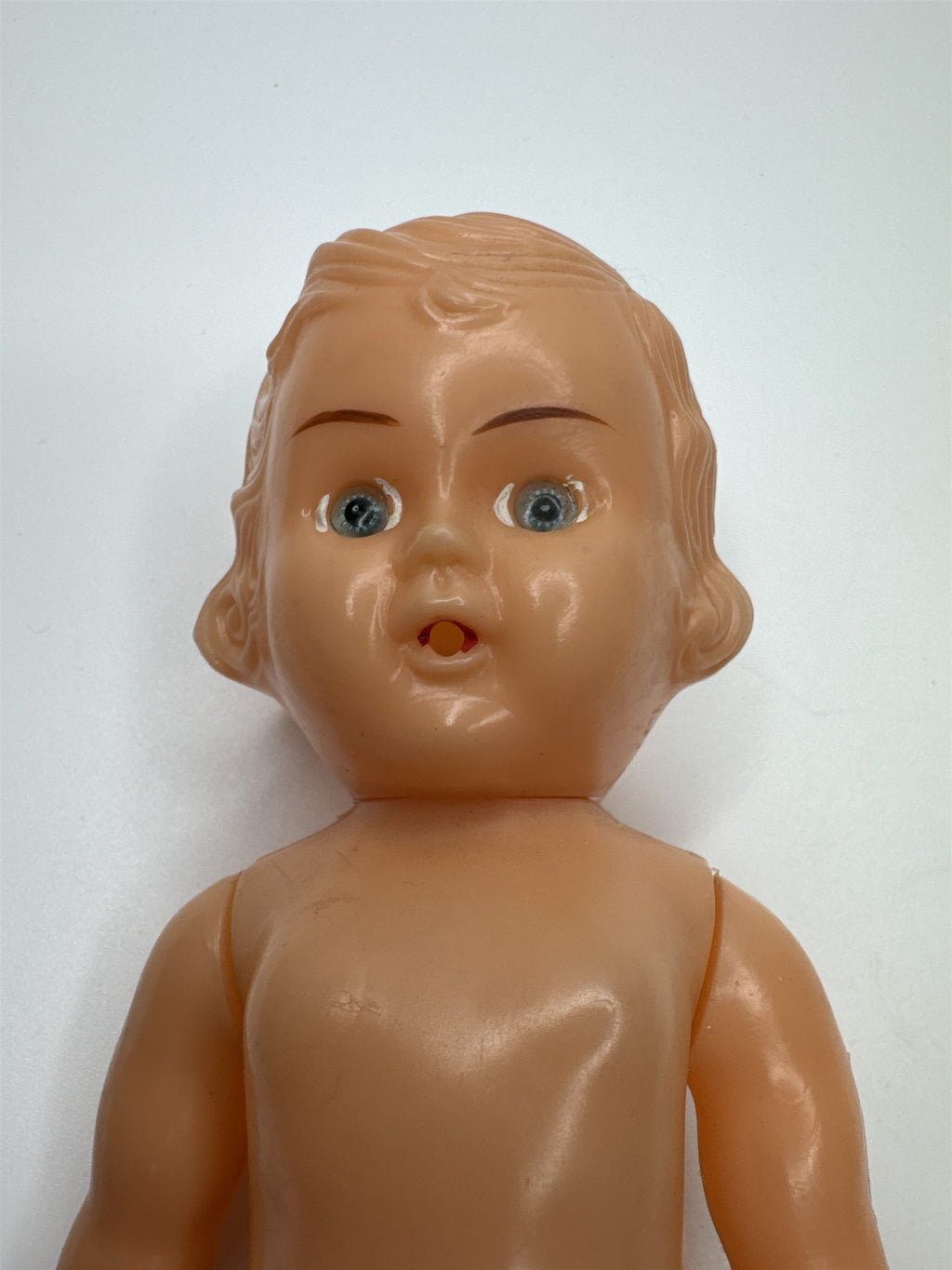 Vintage Agrespoly 7.5" Plastic Doll Toy With Feeding Bottle Made In Hong Kong