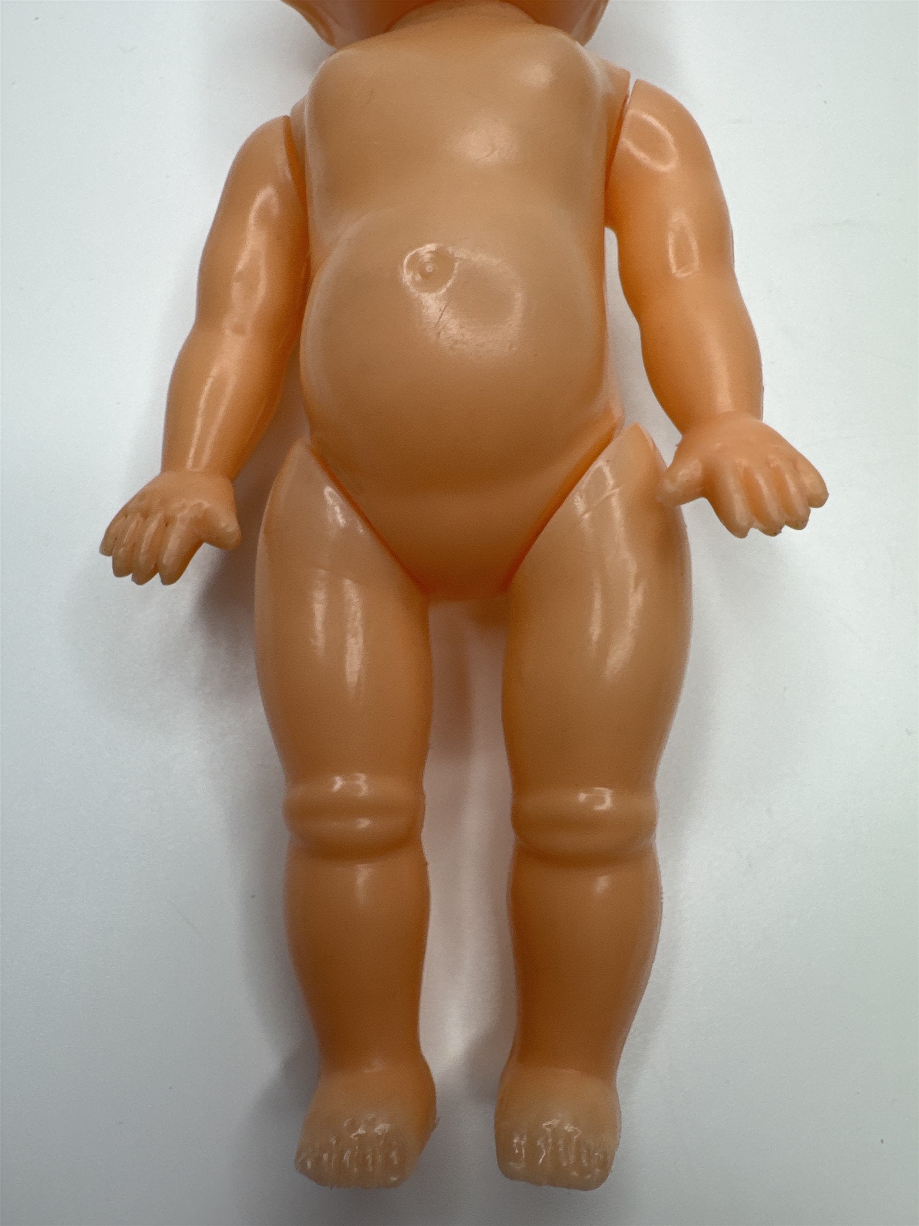 Vintage Agrespoly 7.5" Plastic Doll Toy With Feeding Bottle Made In Hong Kong