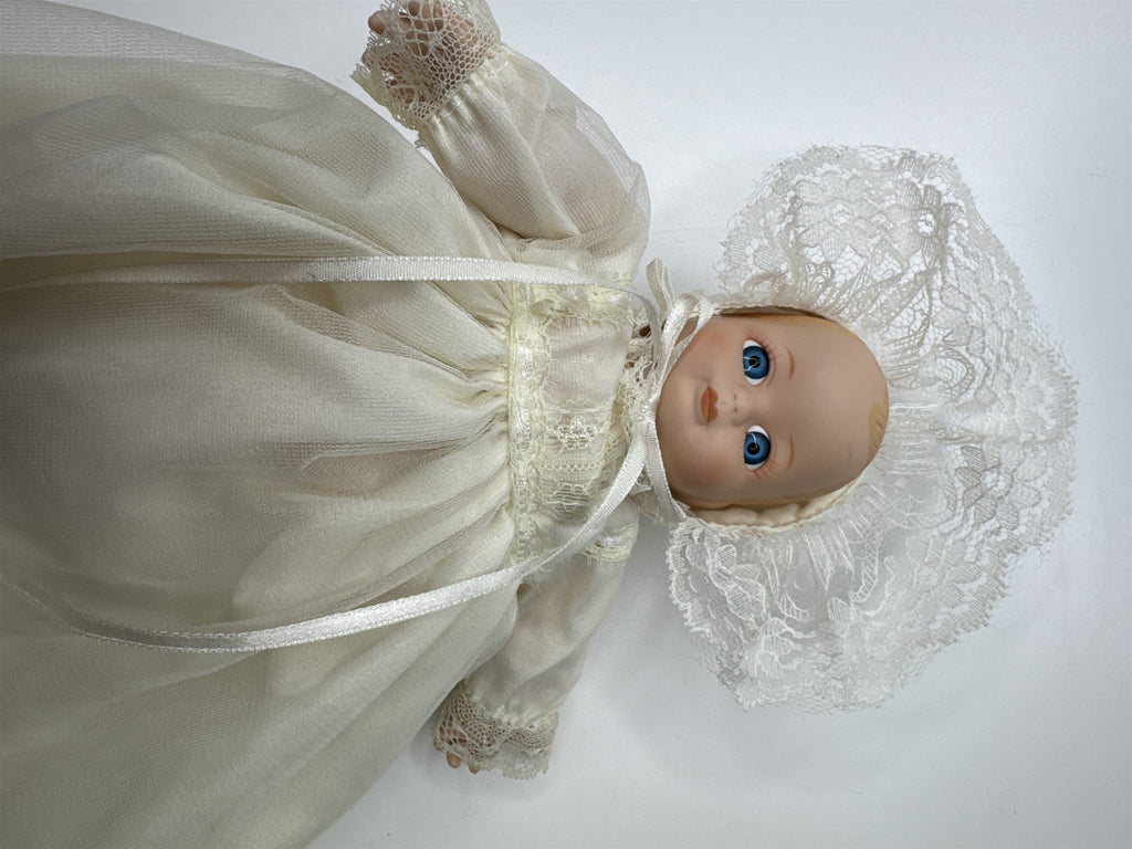 Baby Porcelain Motion/Musical Doll w/ Christening Gown "Hush Little Baby"