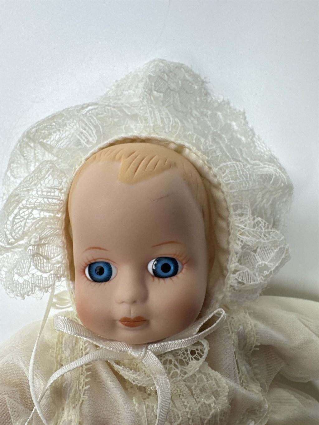 Baby Porcelain Motion/Musical Doll w/ Christening Gown "Hush Little Baby"
