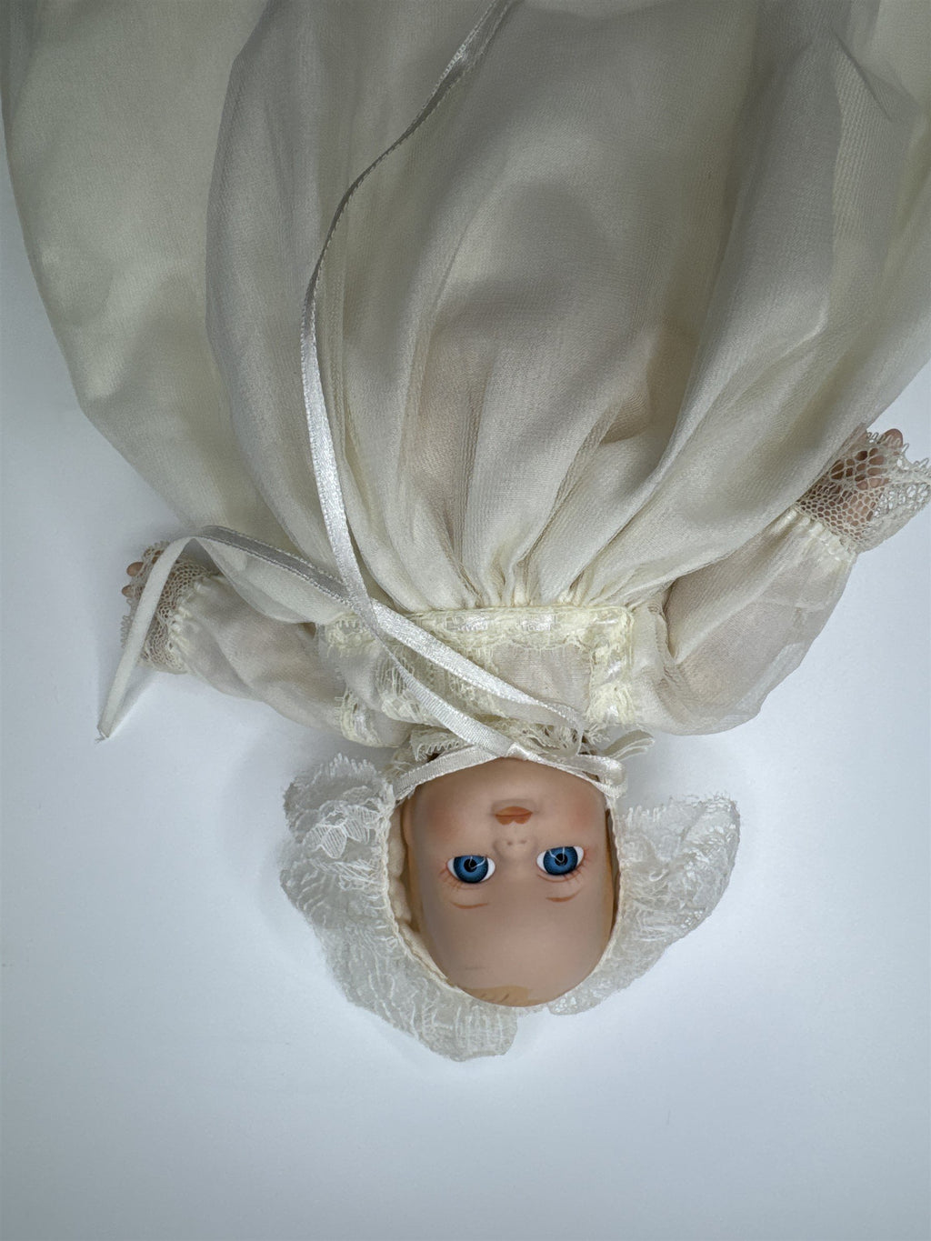 Baby Porcelain Motion/Musical Doll w/ Christening Gown "Hush Little Baby"
