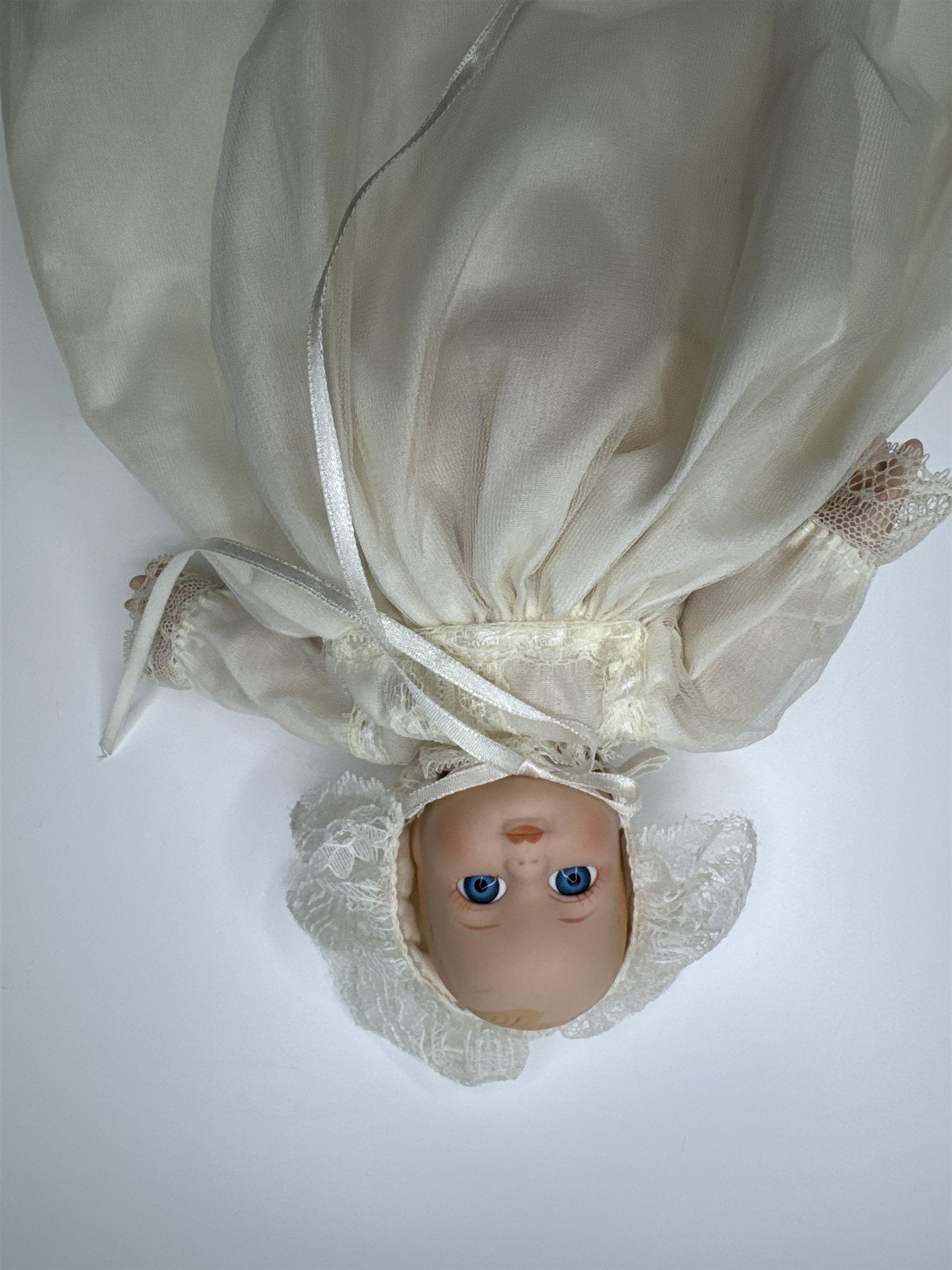 Baby Porcelain Motion/Musical Doll w/ Christening Gown "Hush Little Baby"