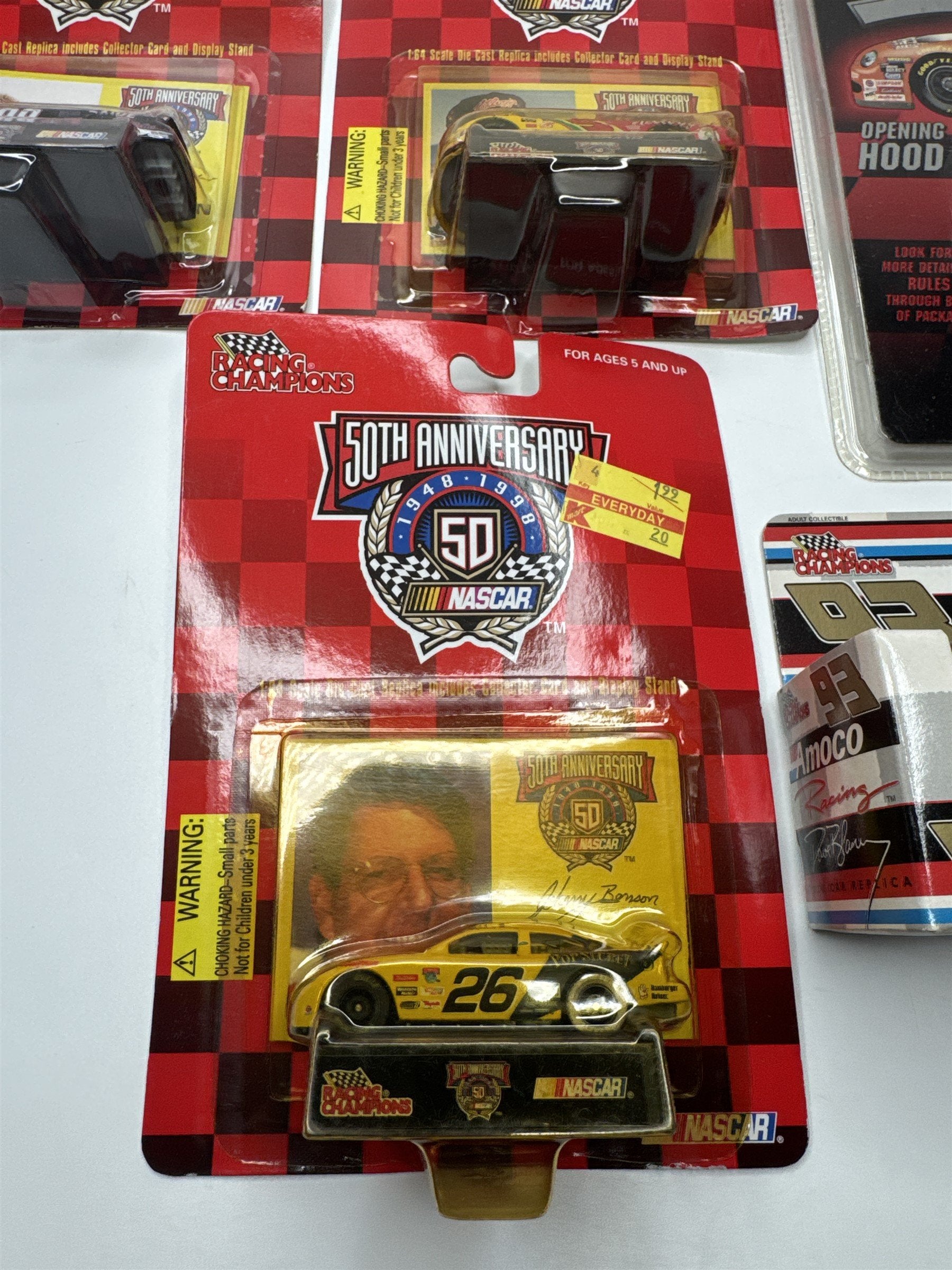 Lot of 5 Vintage Racing Champions Die Cast Toy Cars NASCAR RULES! 50th Anniv.