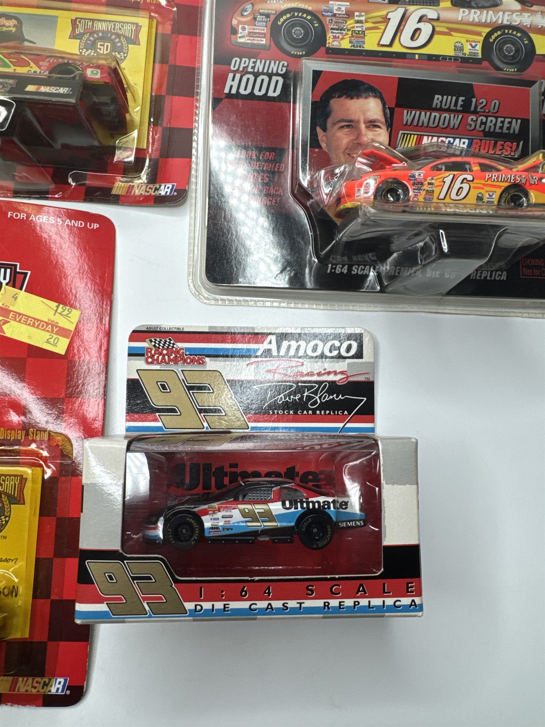 Lot of 5 Vintage Racing Champions Die Cast Toy Cars NASCAR RULES! 50th Anniv.