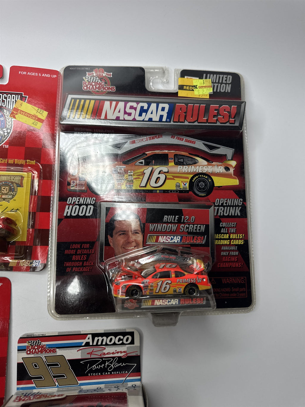 Lot of 5 Vintage Racing Champions Die Cast Toy Cars NASCAR RULES! 50th Anniv.