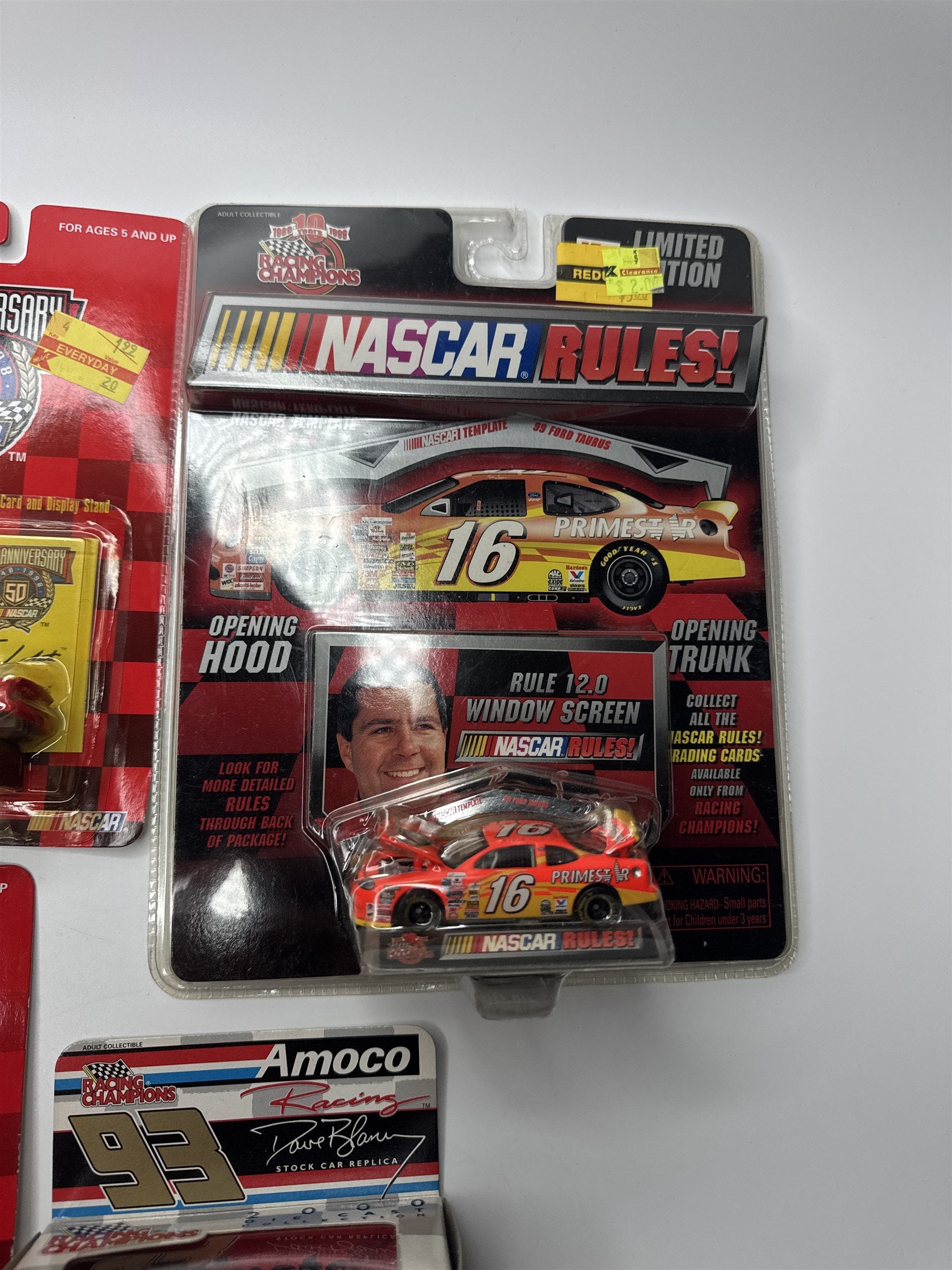 Lot of 5 Vintage Racing Champions Die Cast Toy Cars NASCAR RULES! 50th Anniv.