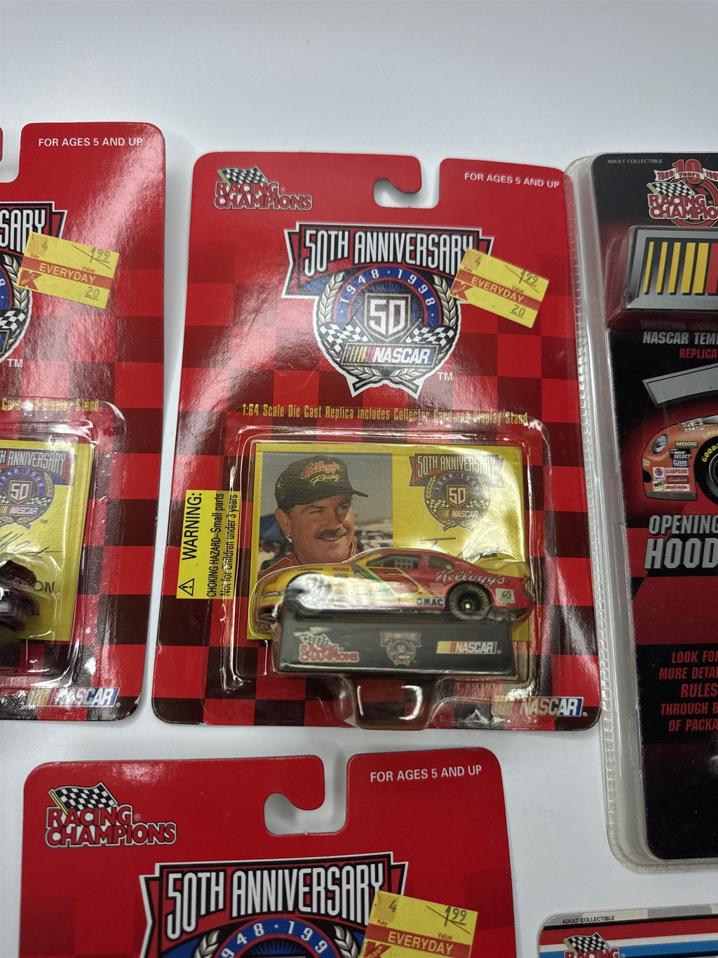 Lot of 5 Vintage Racing Champions Die Cast Toy Cars NASCAR RULES! 50th Anniv.