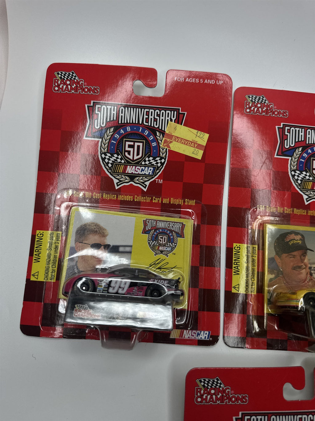 Lot of 5 Vintage Racing Champions Die Cast Toy Cars NASCAR RULES! 50th Anniv.