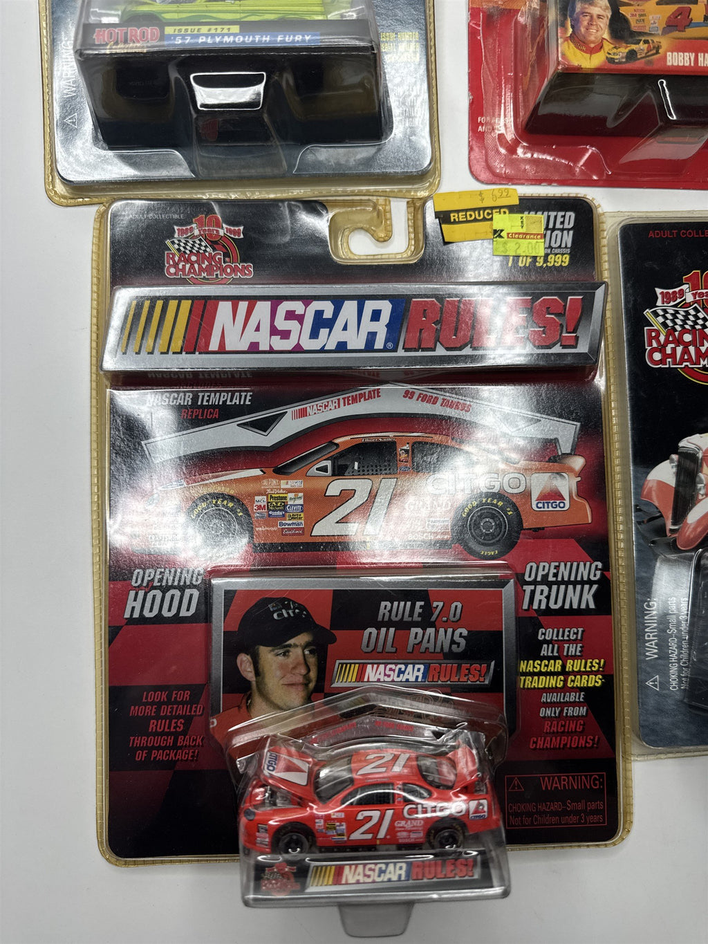 Lot of 5 Vintage Racing Champions Die Cast Toy Cars NASCAR RULES! Hot Rod Collec