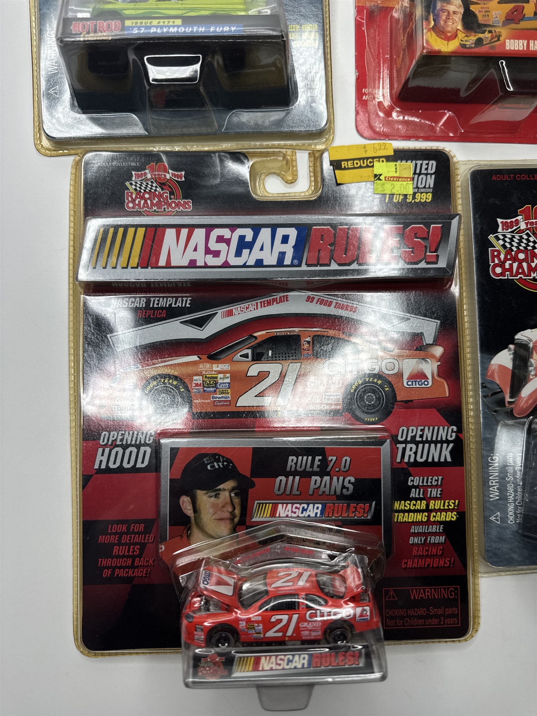 Lot of 5 Vintage Racing Champions Die Cast Toy Cars NASCAR RULES! Hot Rod Collec